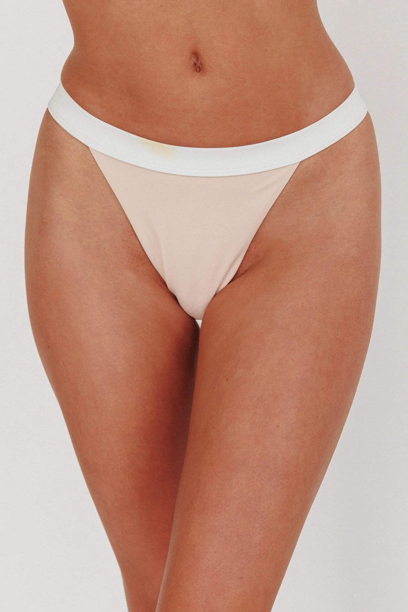 Saskia Contrast Waist Bikini Bottoms Blush/Off White - Sonourner