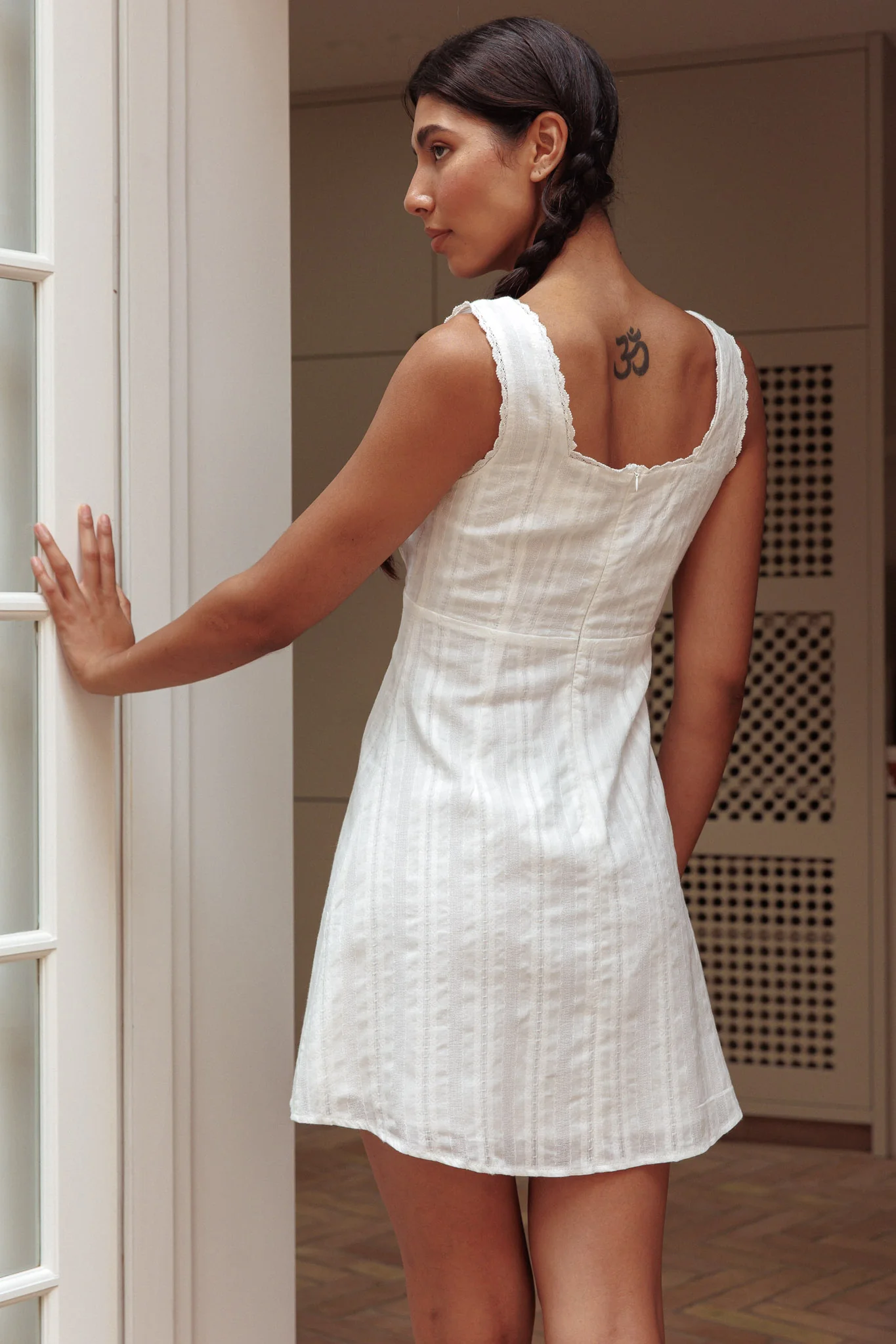 Aura Girl Square Neckline Mini Dress White - Sonourner