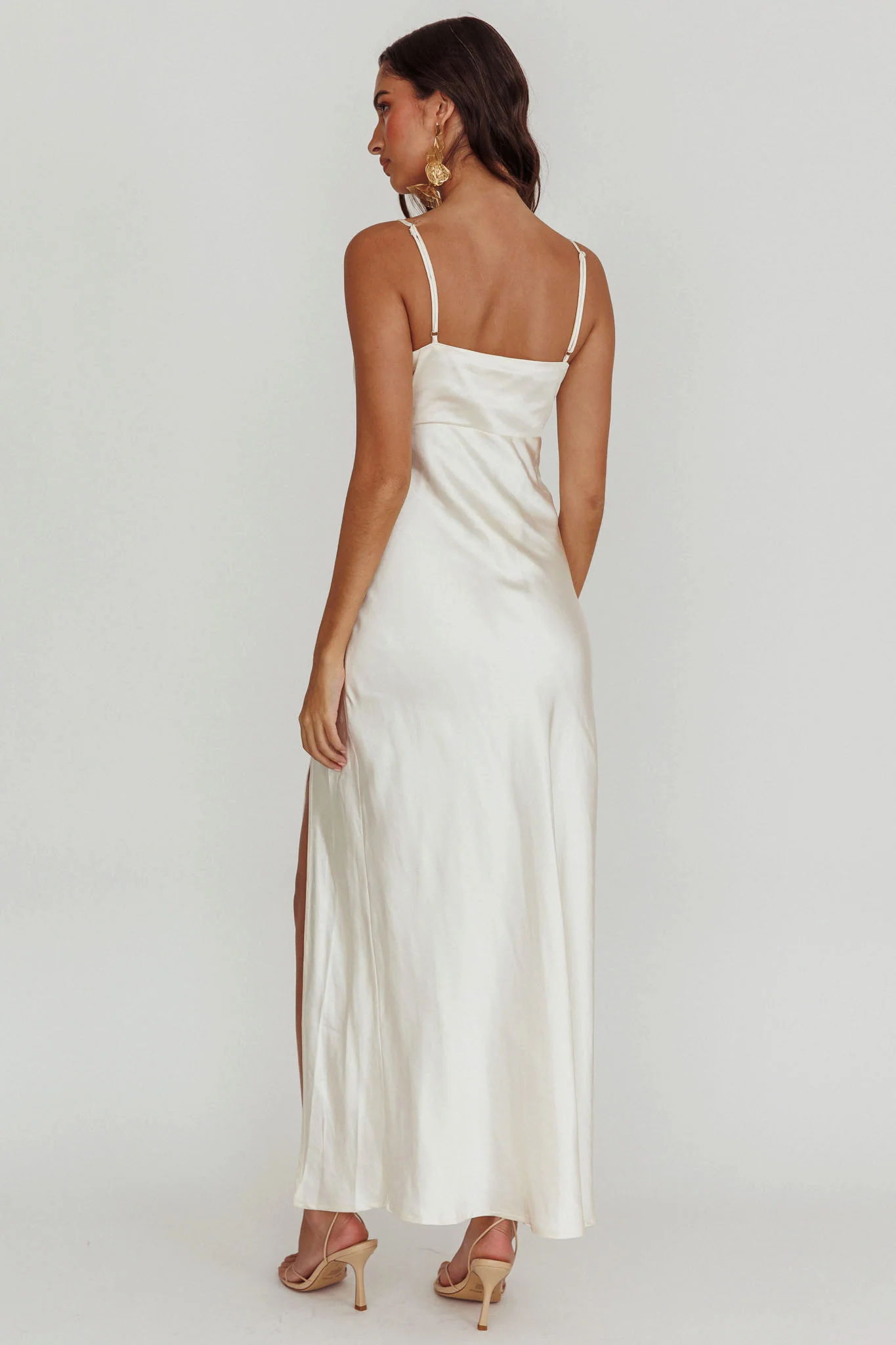 Marlie Side Pleat Maxi Dress Oyster - Sonourner