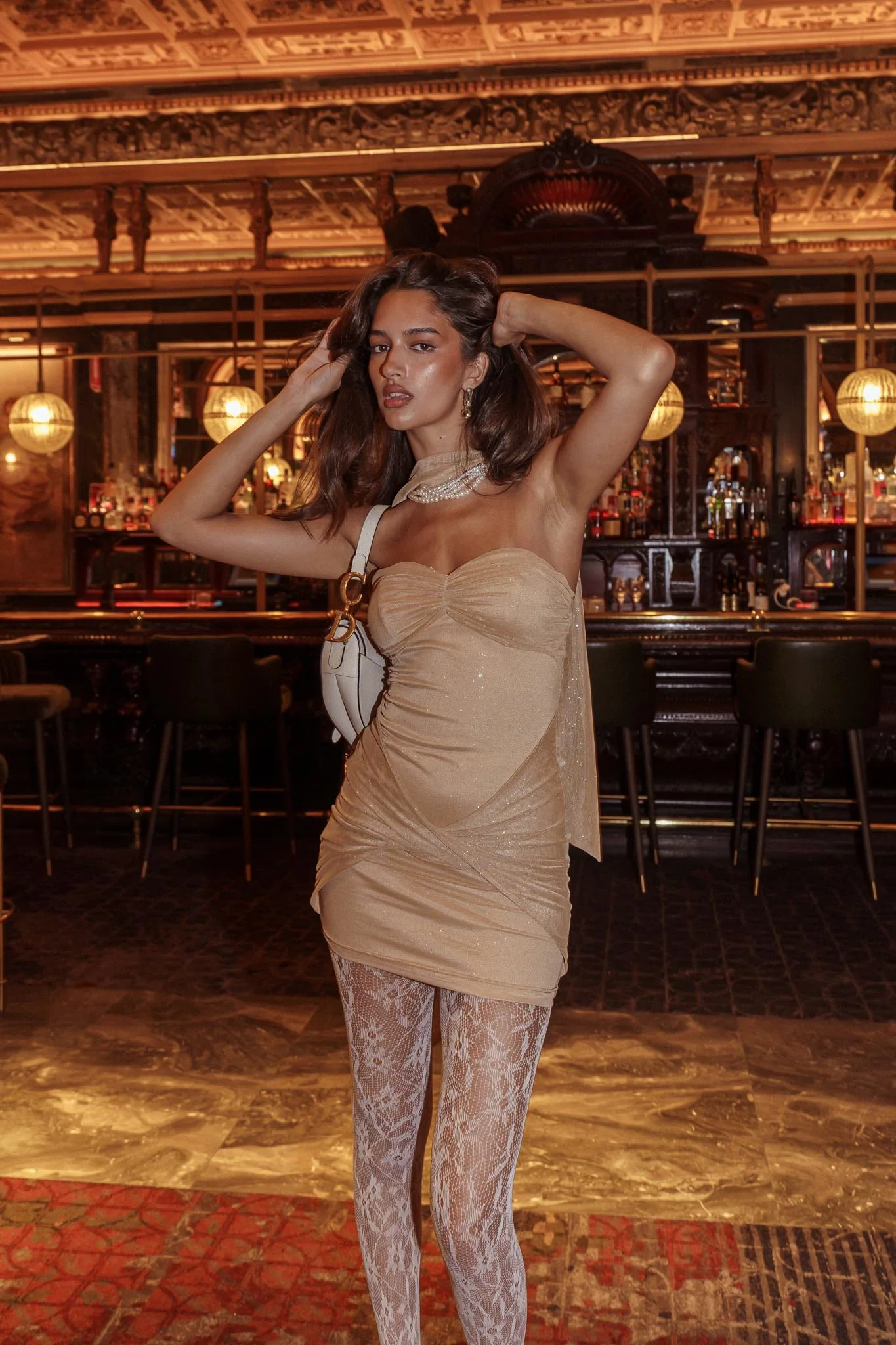 Elma Bandeau Neck Tie Mini Dress Gold - Sonourner