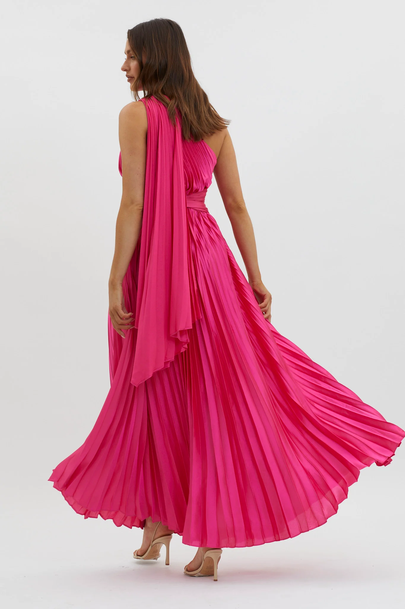 Laxmi Accordion Pleat Maxi Dress Fuchsia - Sonourner