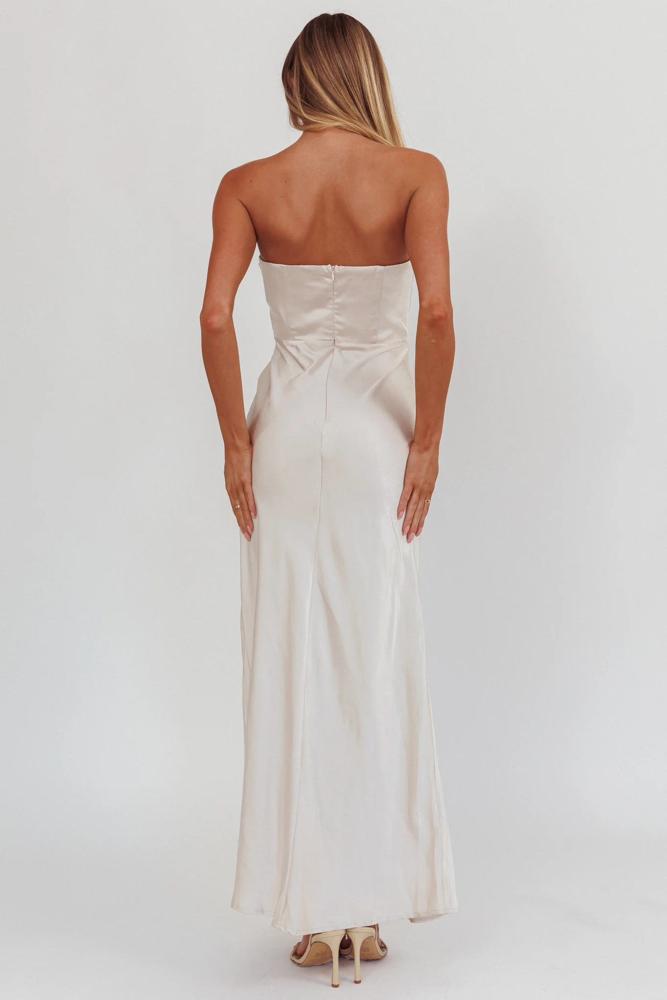 City Of Stars Strapless Maxi Dress Champagne - Sonourner