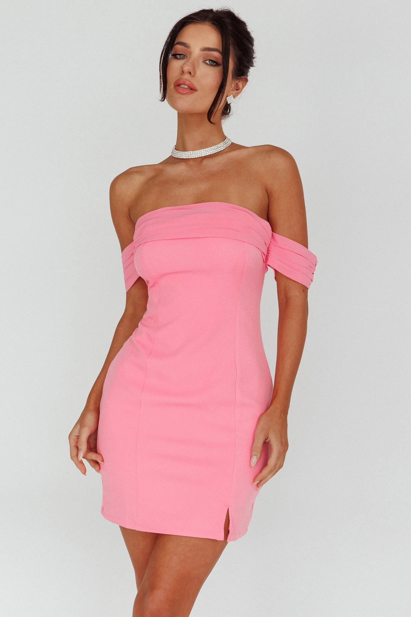 Kassie Off-Shoulder Mini Dress Sweet Pink - Sonourner