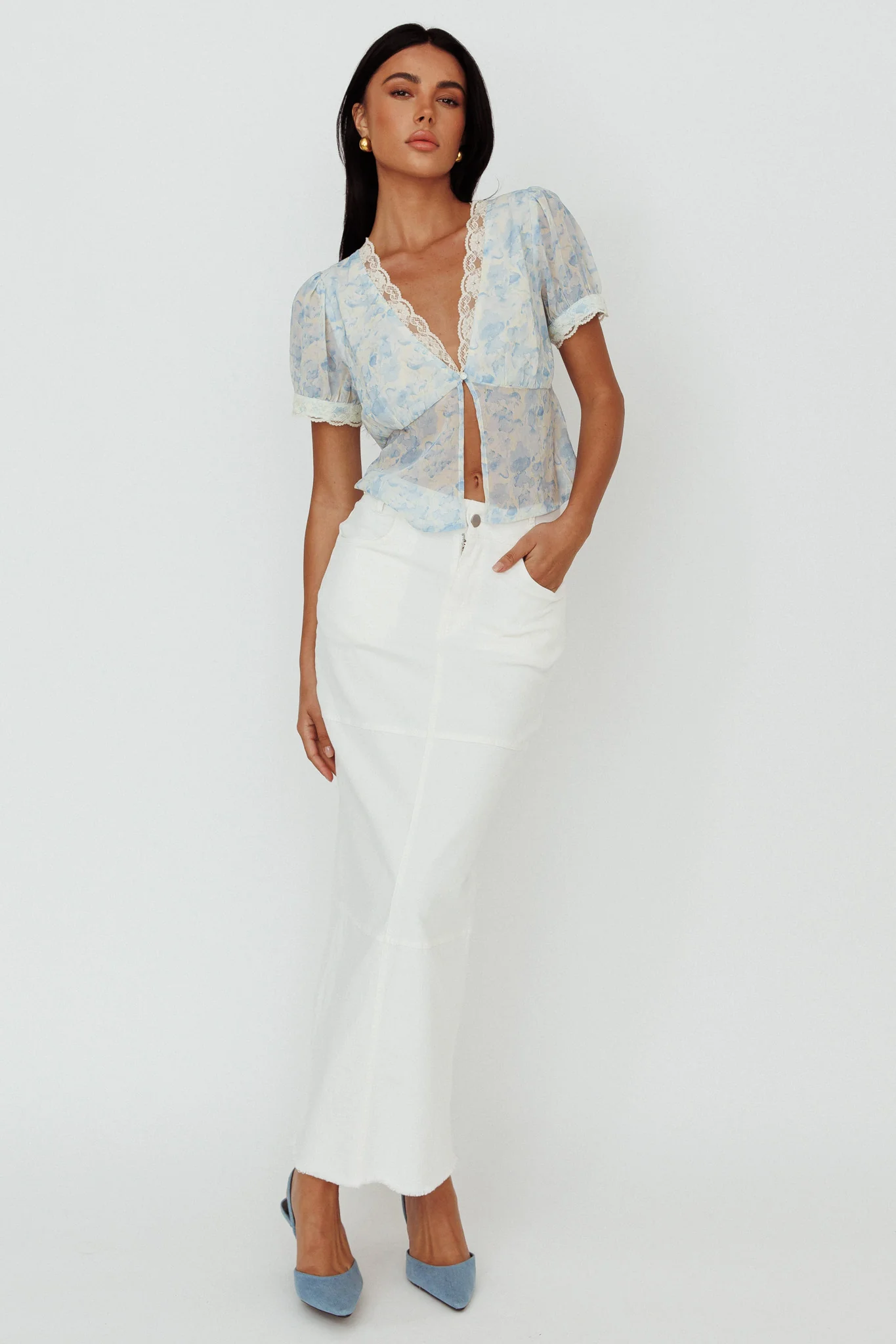 Thalia Pocket Maxi Skirt White - Sonourner