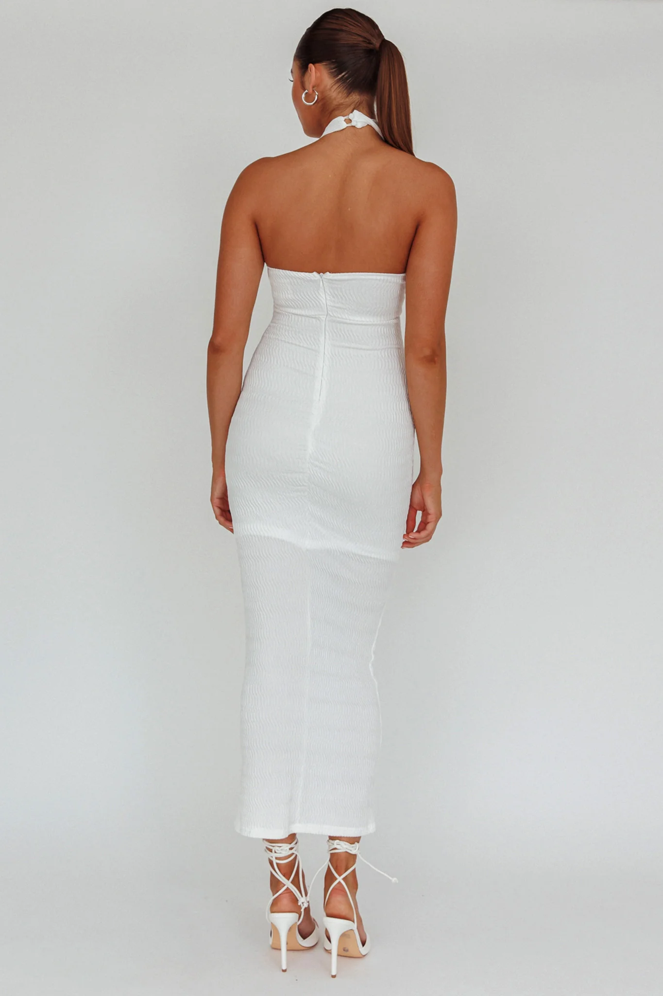 Mari Halterneck Midi Dress White - Sonourner
