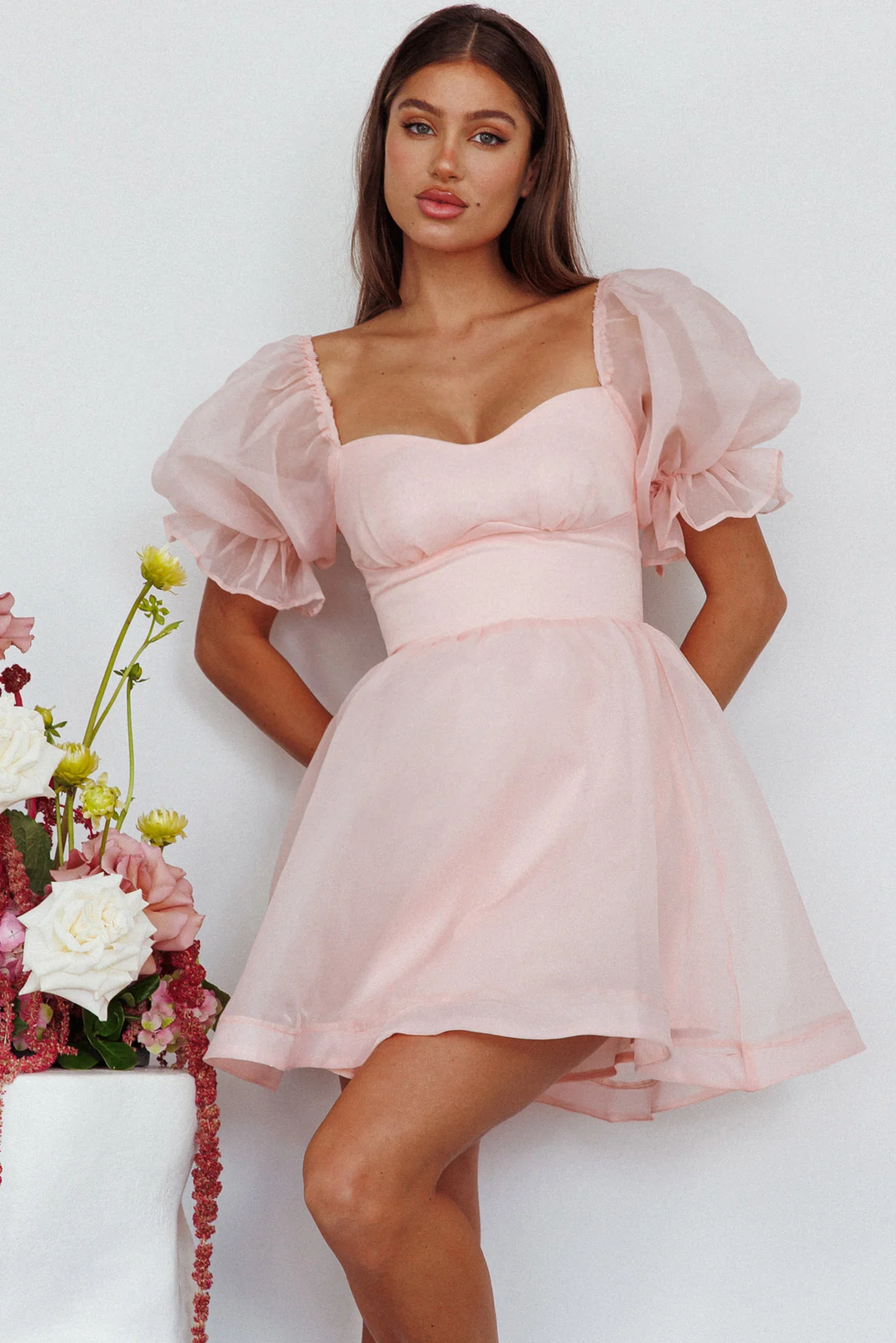 I've Got Sunshine Puff Sleeve Mini Dress Blush - Sonourner