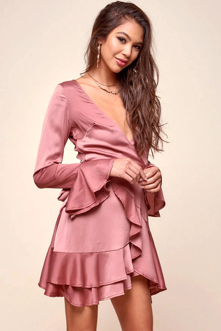 Khandi Peek-a-Boo Back Wrap Dress Midnight Rose - Sonourner