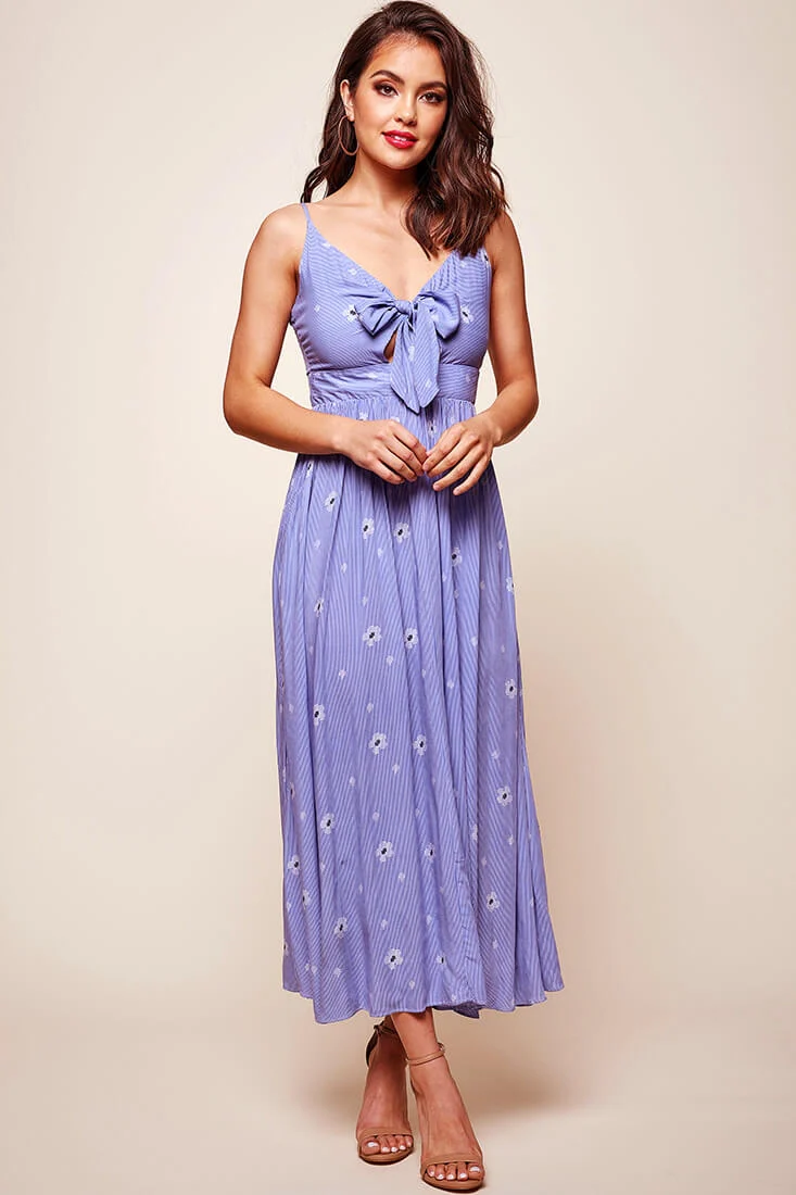 Kiki Thin Stripe Maxi Dress Light Blue - Sonourner