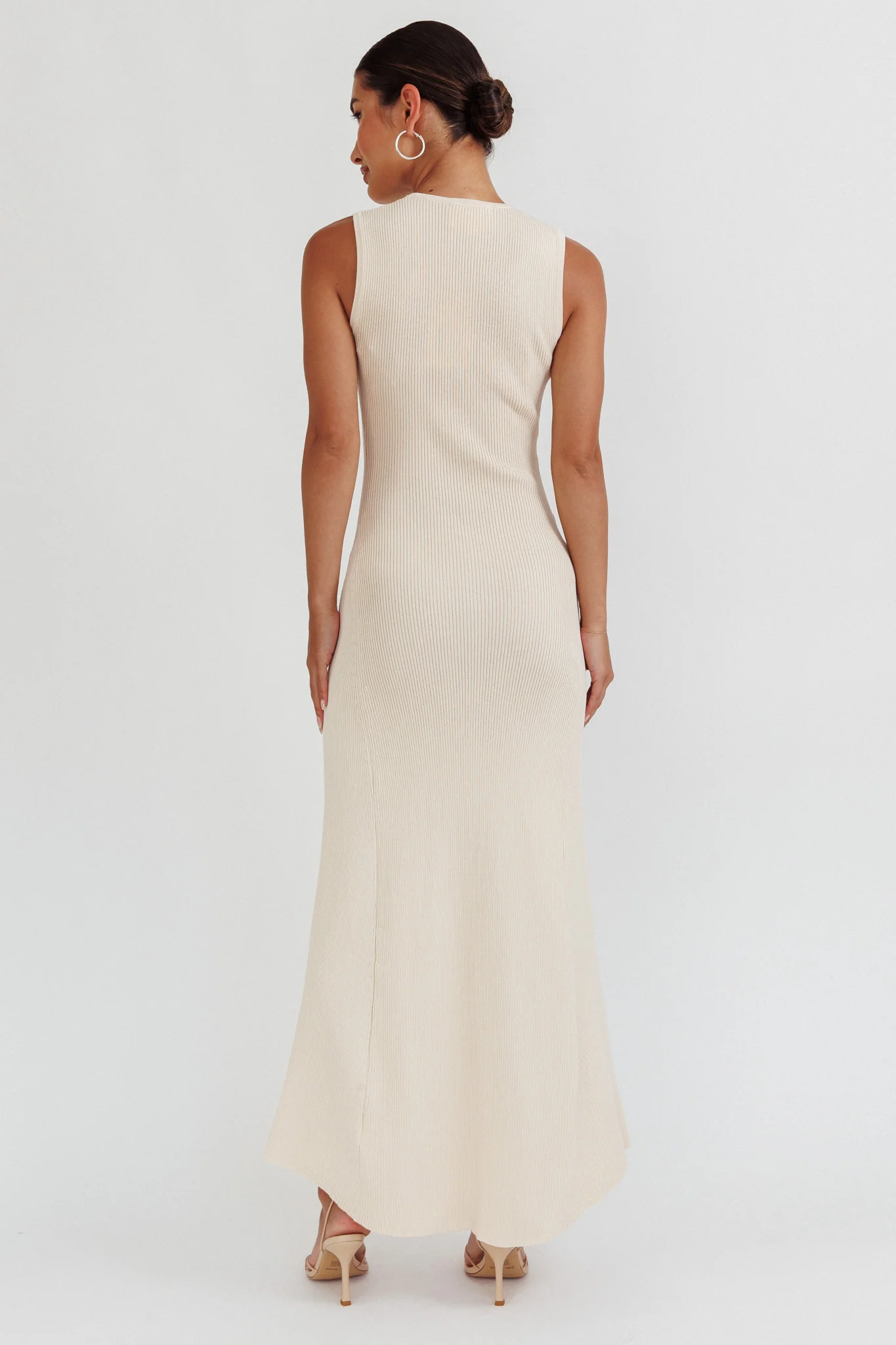 Braylee Sleeveless Ribbed Knit Maxi Dress Cream - Sonourner