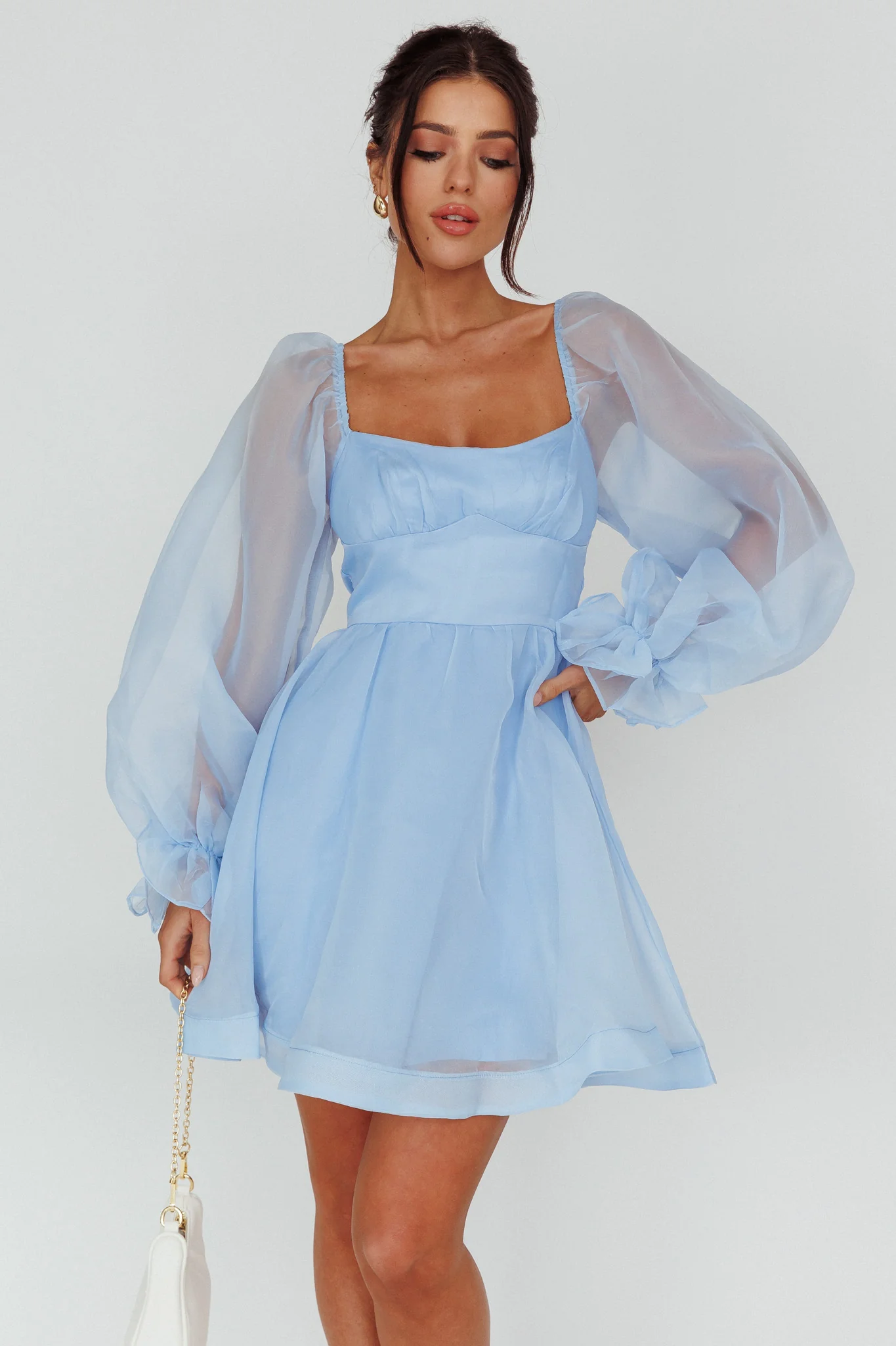I've Got Sunshine Long Sleeve Mini Dress Light Blue - Sonourner