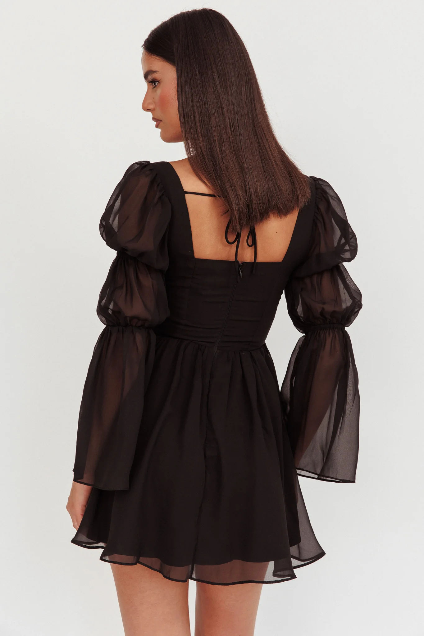 Miya Long Sleeve Mini Dress Black - Sonourner