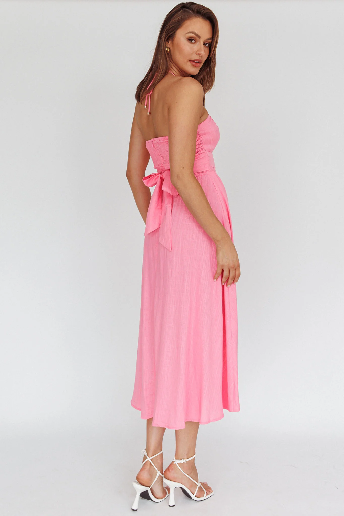 Maravilhosa Keyhole Halter Midi Dress Pink - Sonourner