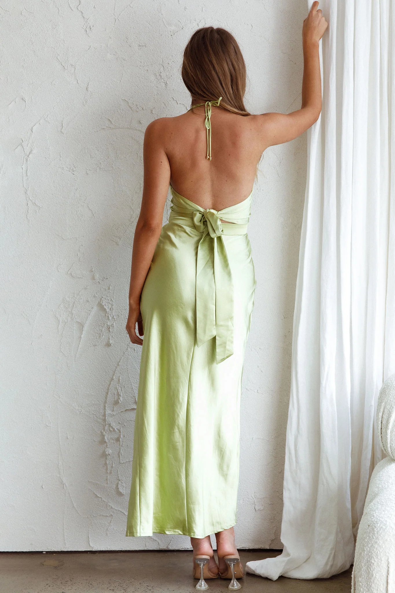 Mon Coeur Plunging Neckline Midi Dress Apple Green - Sonourner