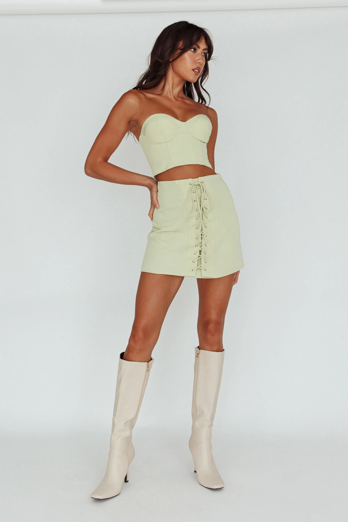 Ventura Lace-Up Skirt Mint - Sonourner