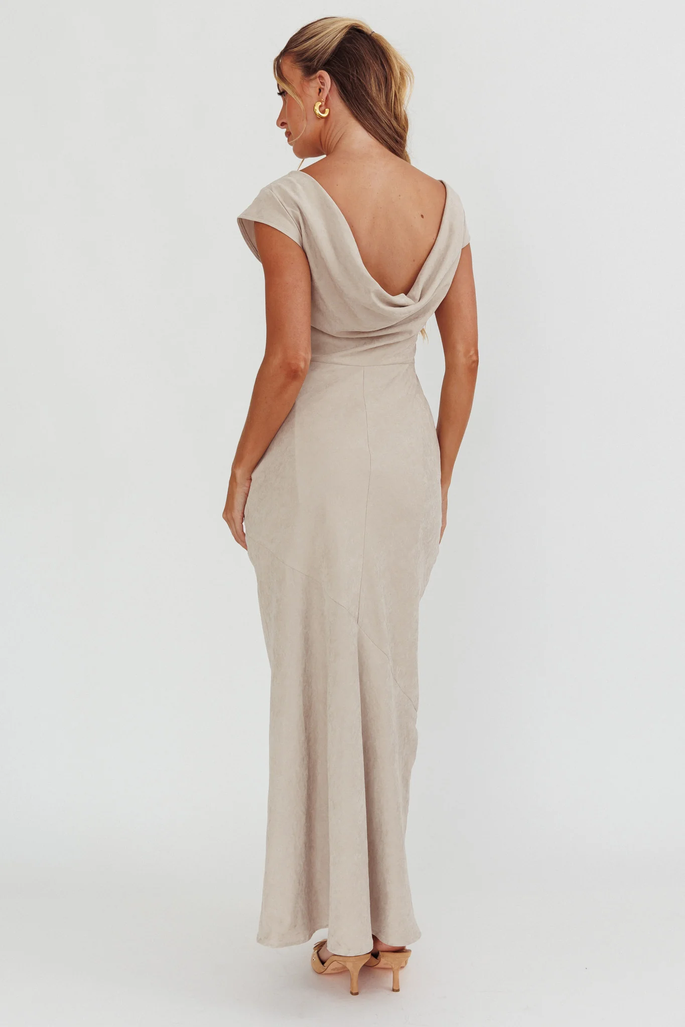Maysa Cowl Back Maxi Dress Mushroom - Sonourner