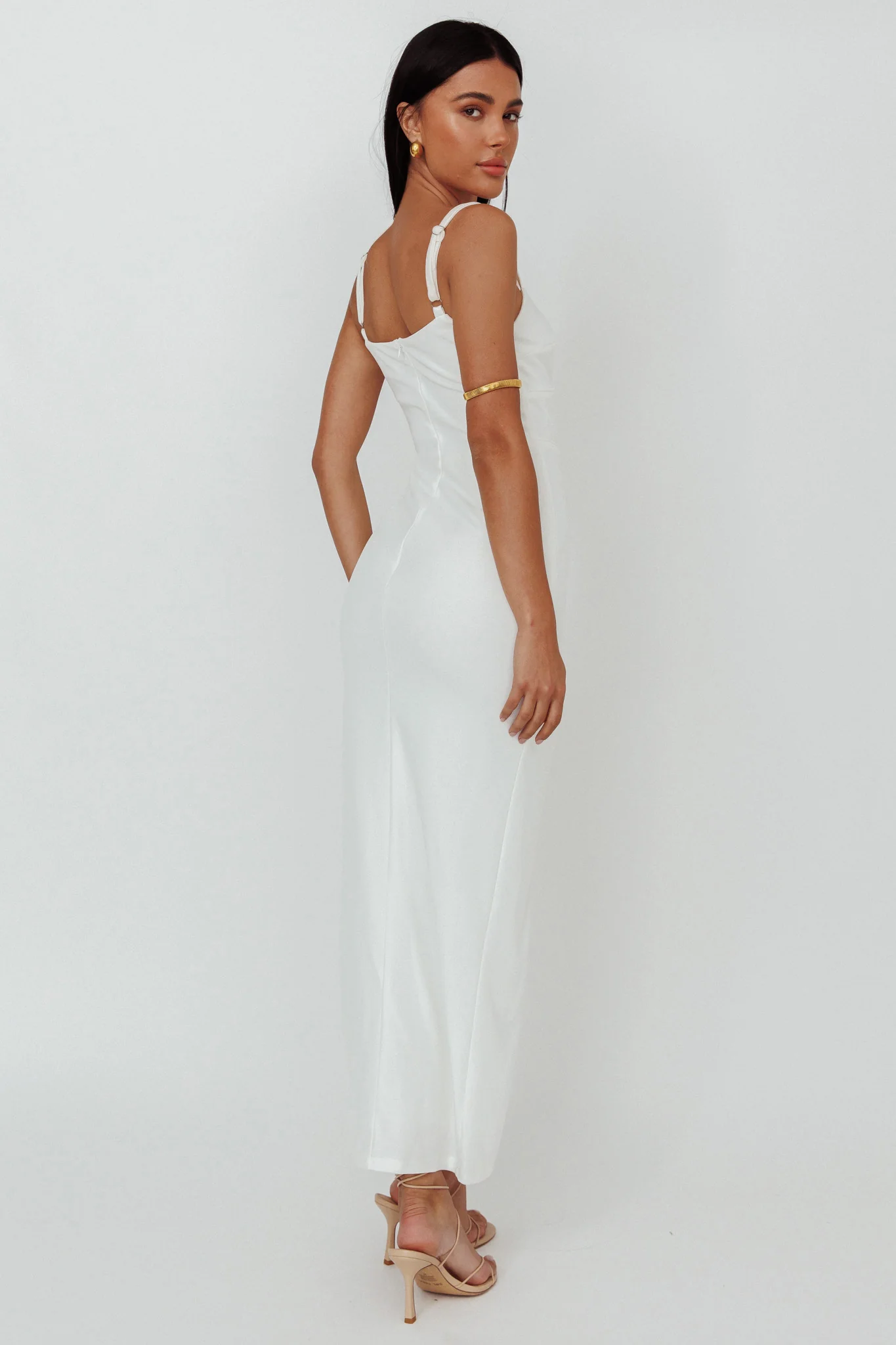 Love To Love Front Split Maxi Dress White - Sonourner