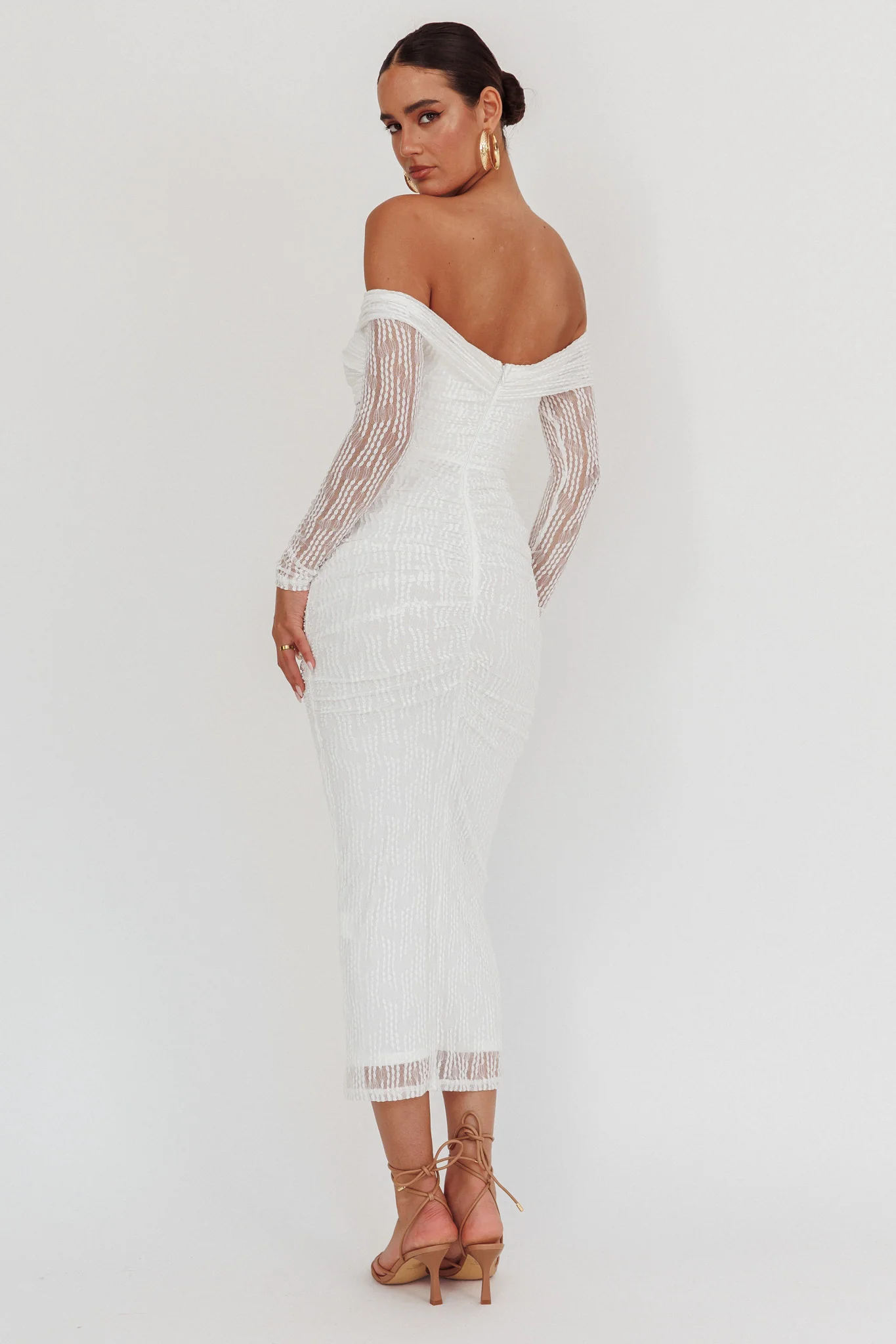 Oliana Off-Shoulder Mesh Maxi Dress White - Sonourner