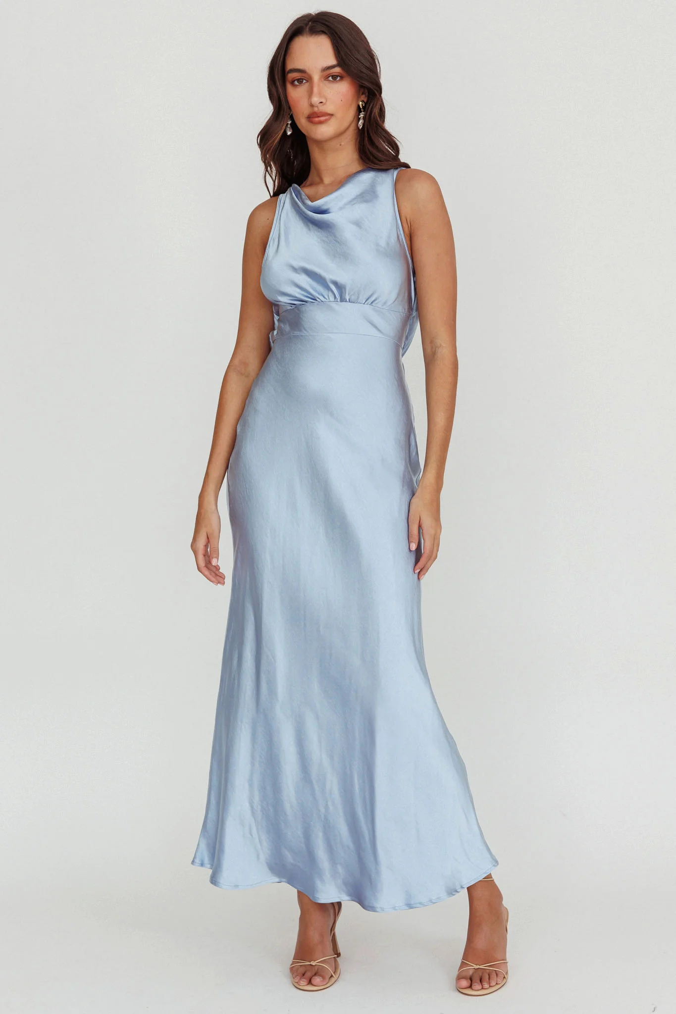 Isabella Satin Backless Maxi Dress Ocean - Sonourner