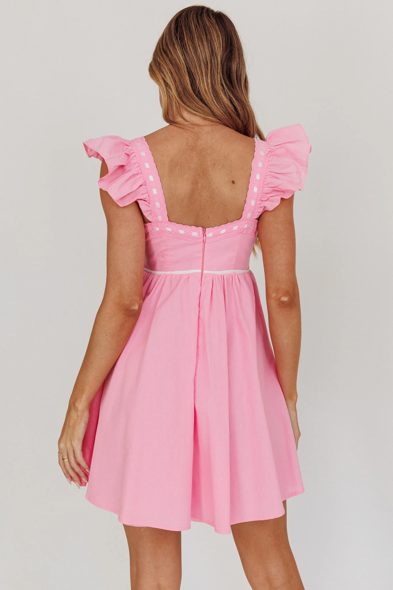 Angels Harp Babydoll Mini Dress Light Pink - Sonourner