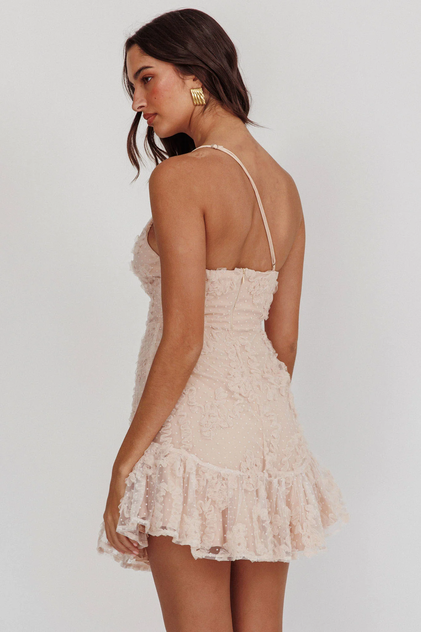 Lilah One Shoulder Embellished Dress Mocha - Sonourner