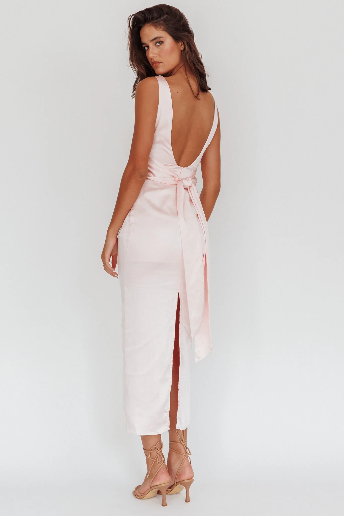 Leila Boat Neck Midi Dress Pink - Sonourner