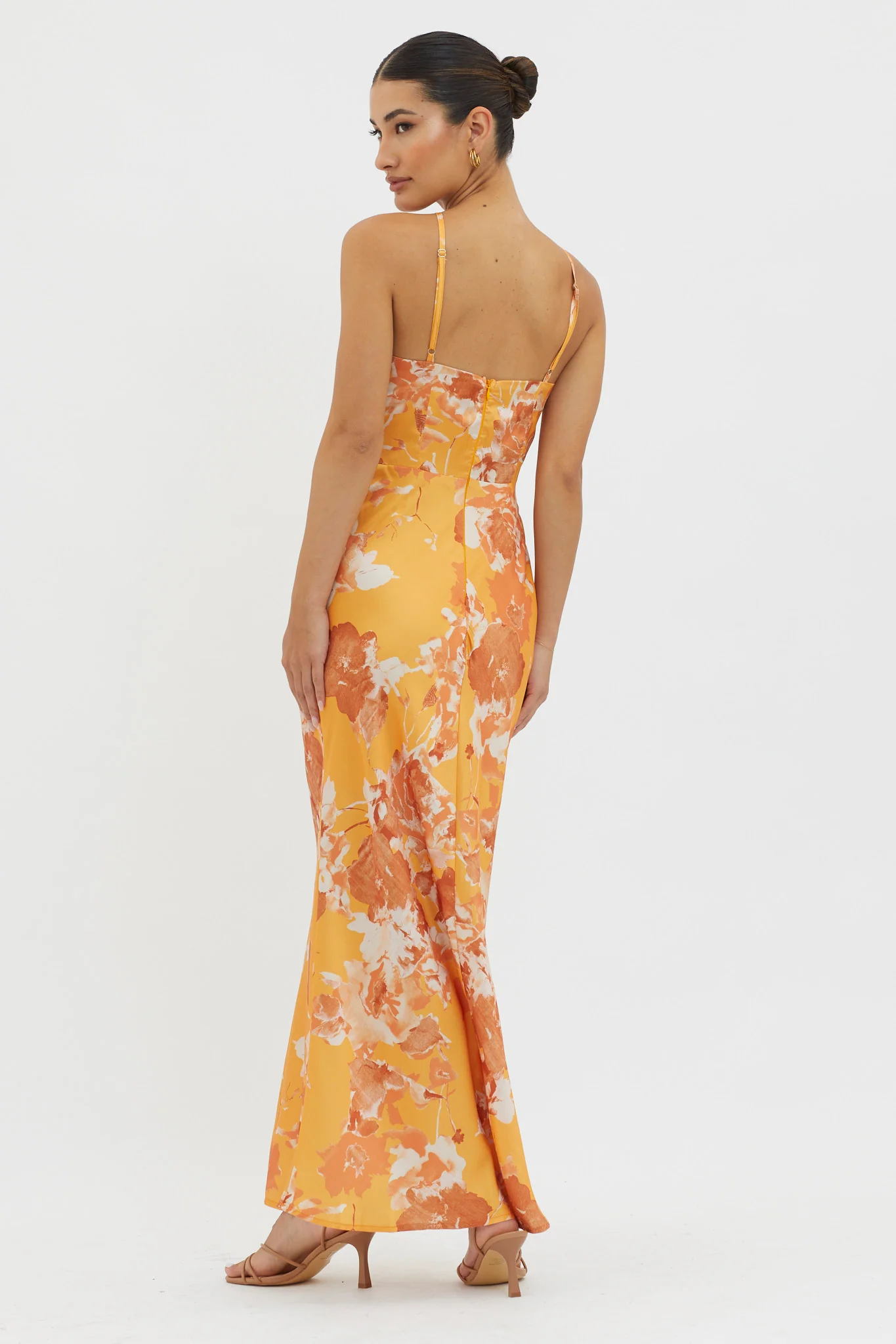 Carter Foldover Neckline Maxi Dress Orange Yellow - Sonourner