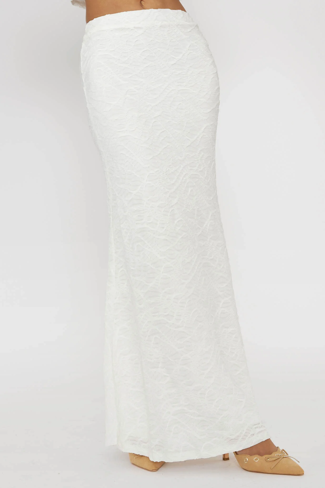 Chat Me Up Embellished Maxi Skirt White - Sonourner