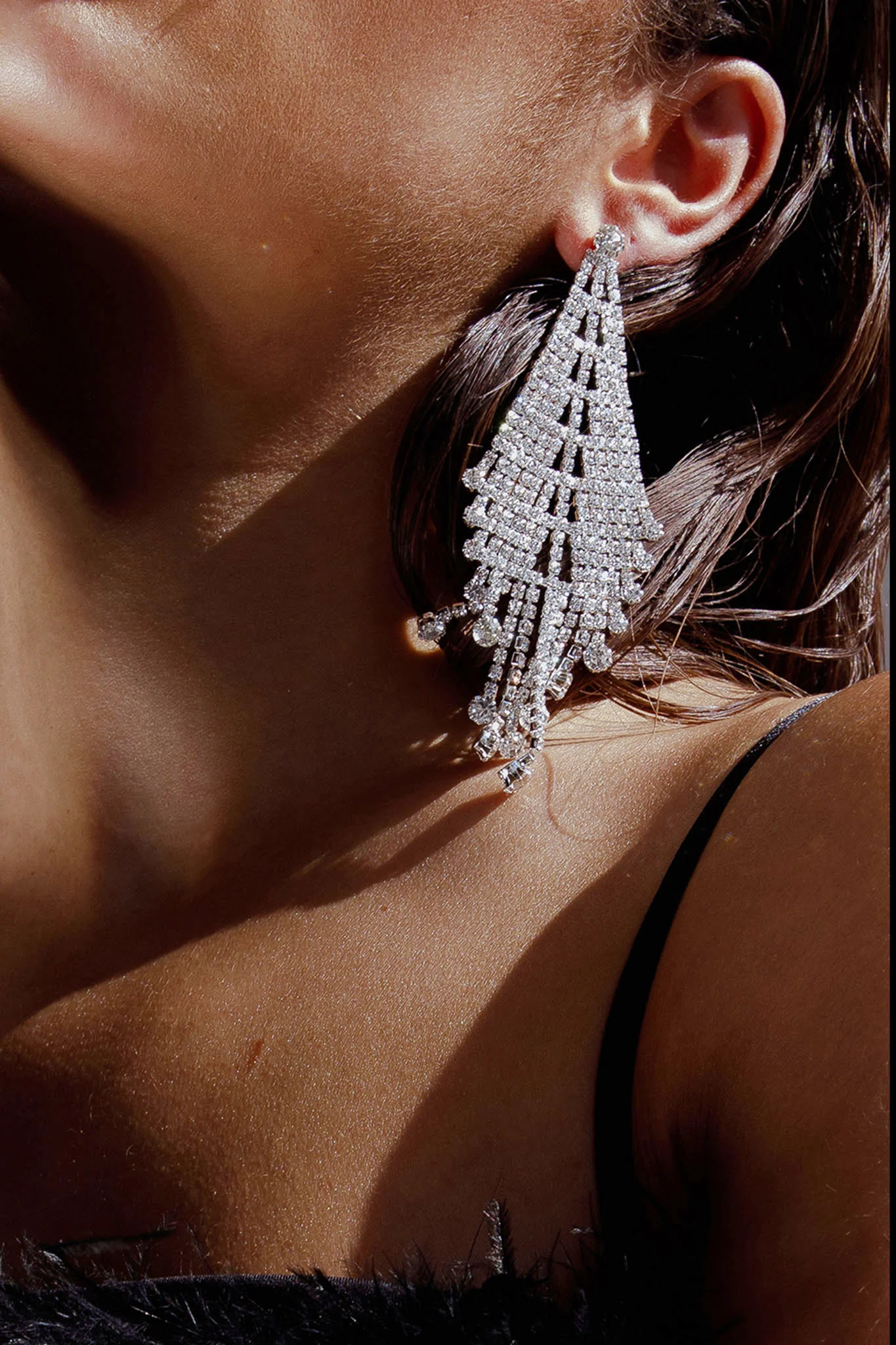 Rani Diamante Tassel Earrings Silver - Sonourner