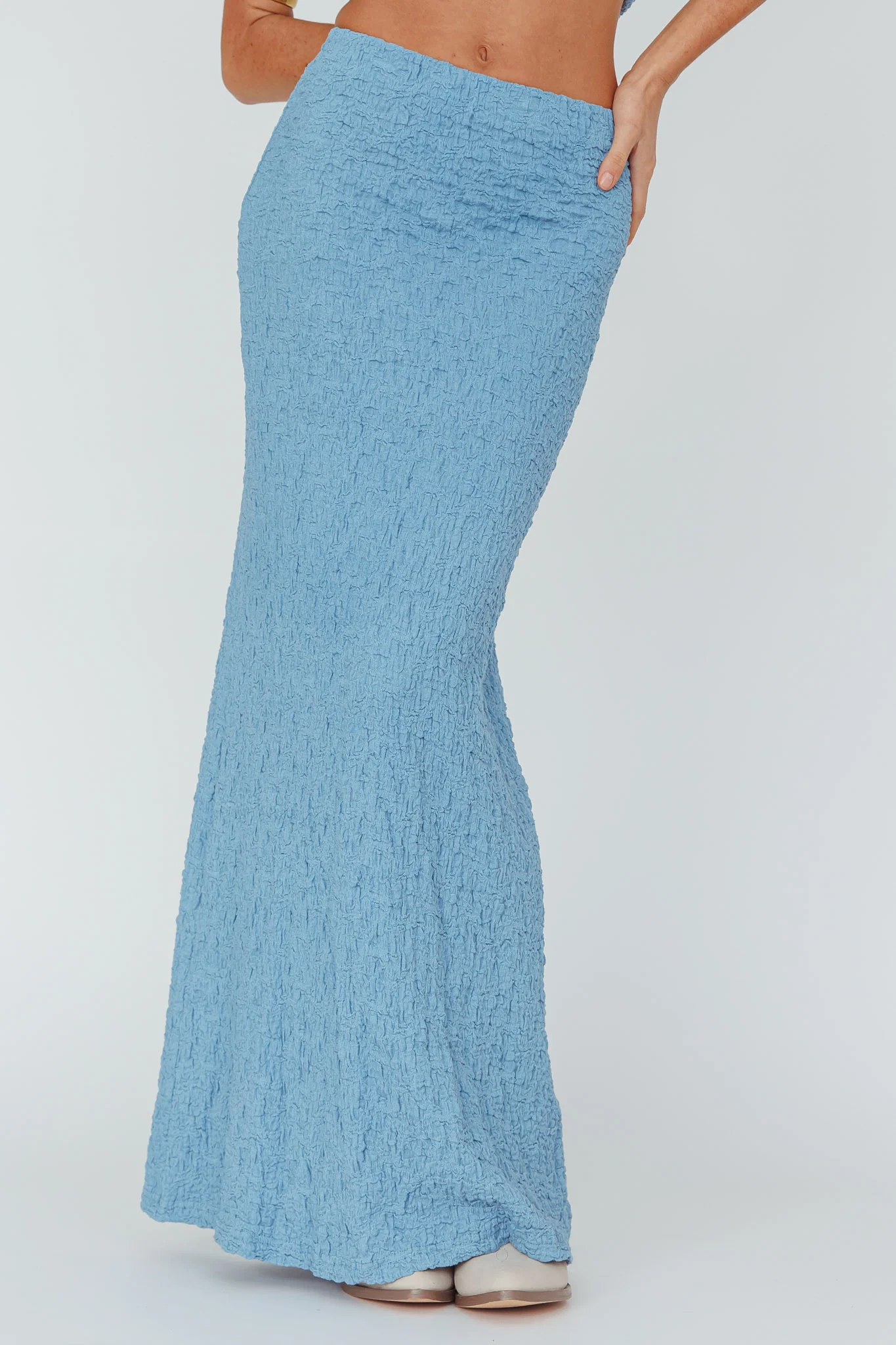 Kalei Textured Midi Skirt Blue - Sonourner