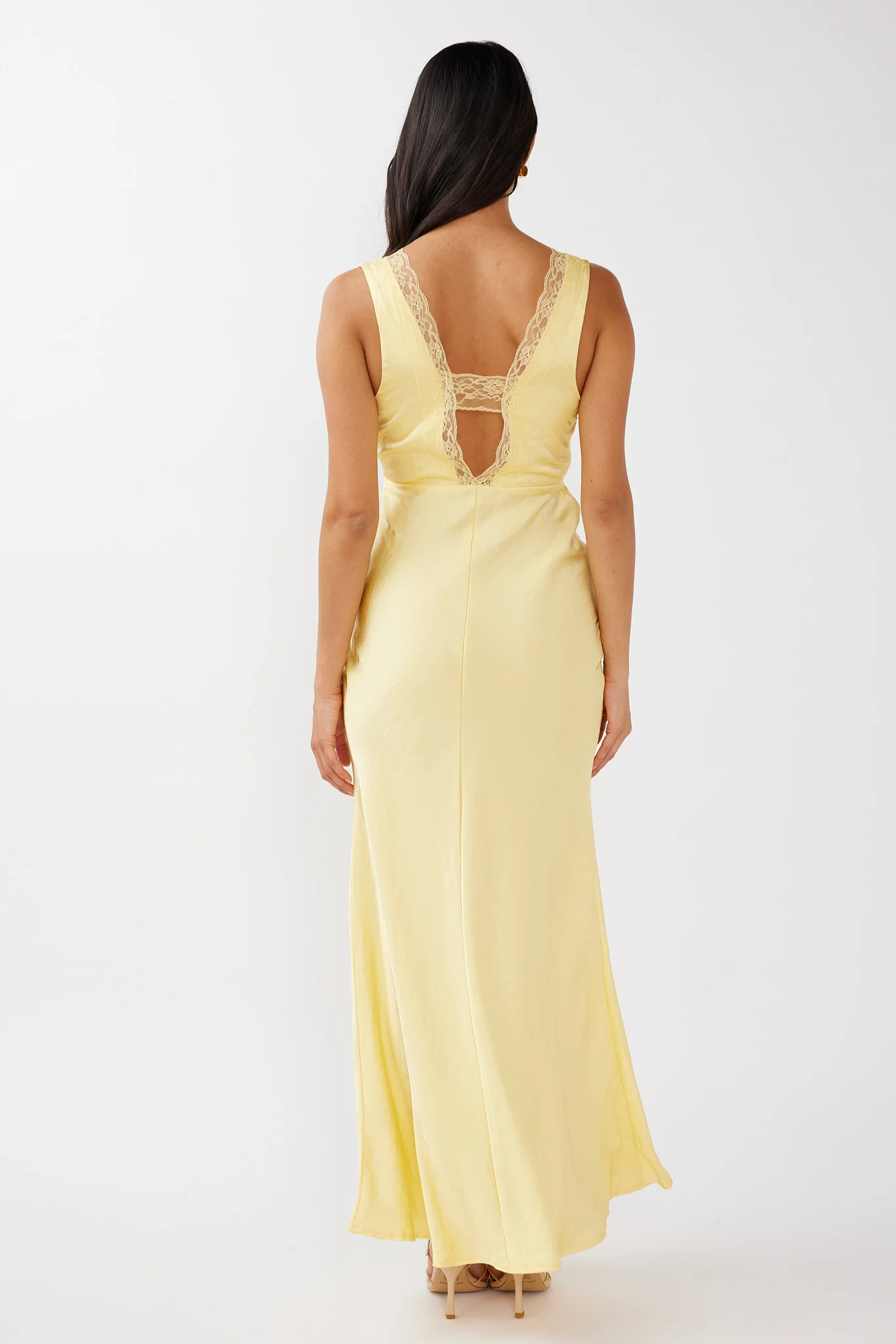 Ivonne Lace Trim V-Neck Maxi Dress Yellow - Sonourner