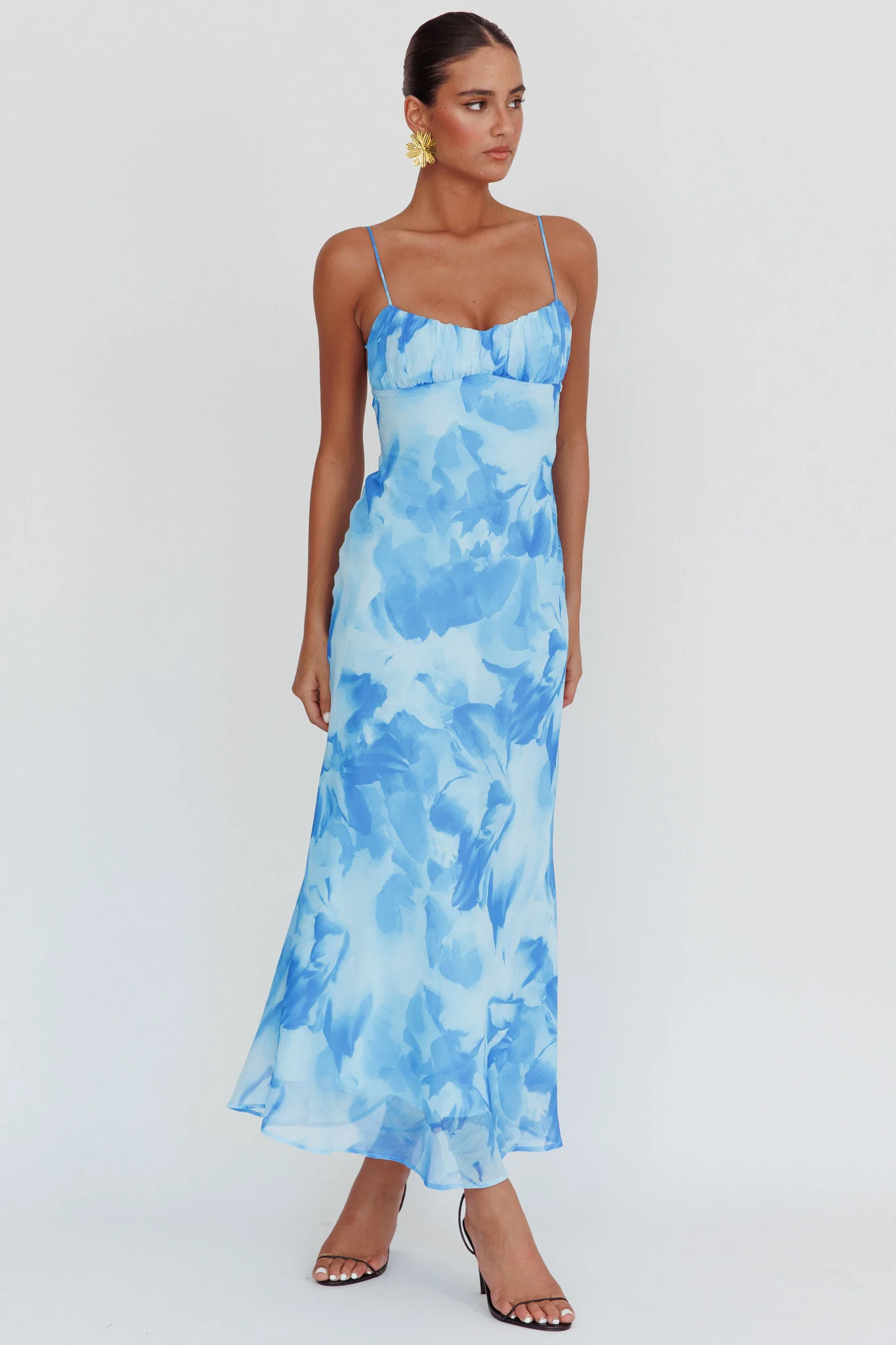 Nerida Low Back Twist Maxi Dress Blue - Sonourner