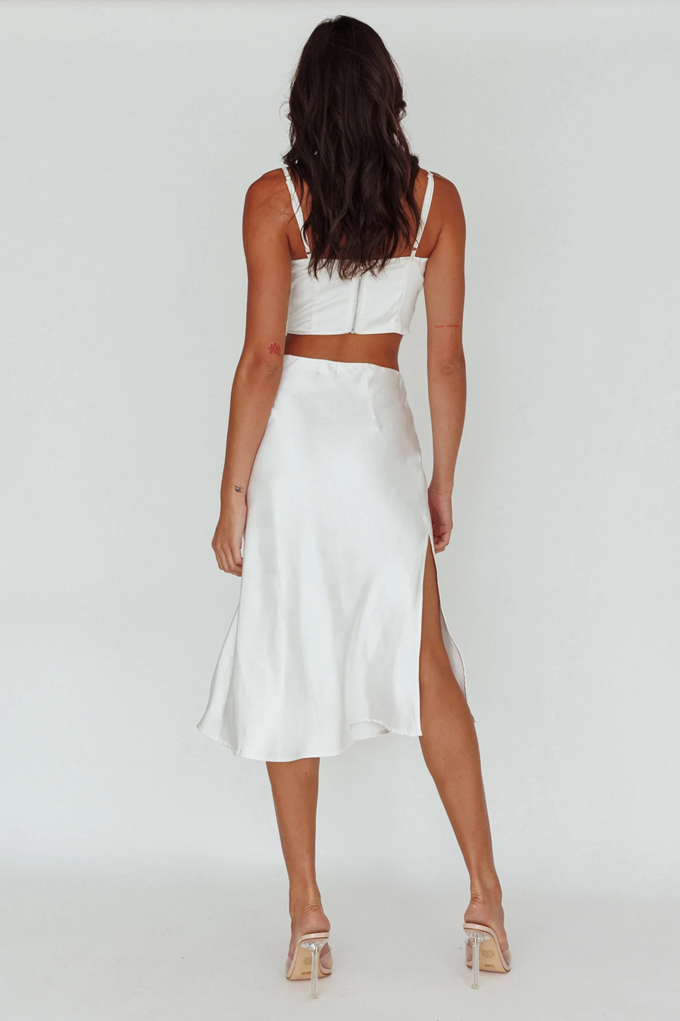 Daze Satin Midi Skirt Cream - Sonourner