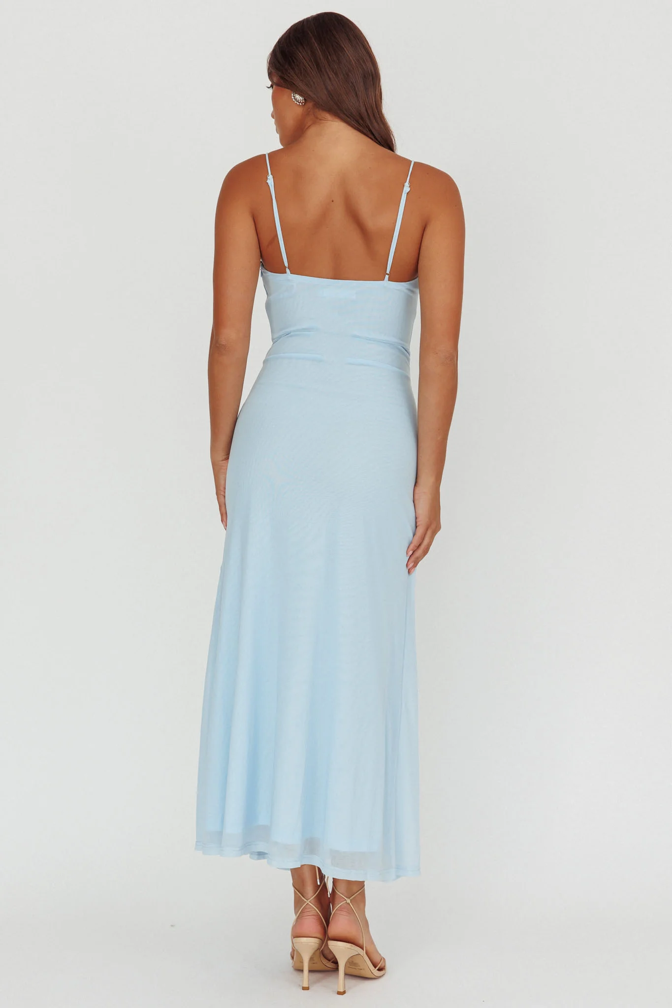 Azure Sun Drop Waist Split Maxi Dress Light Blue - Sonourner