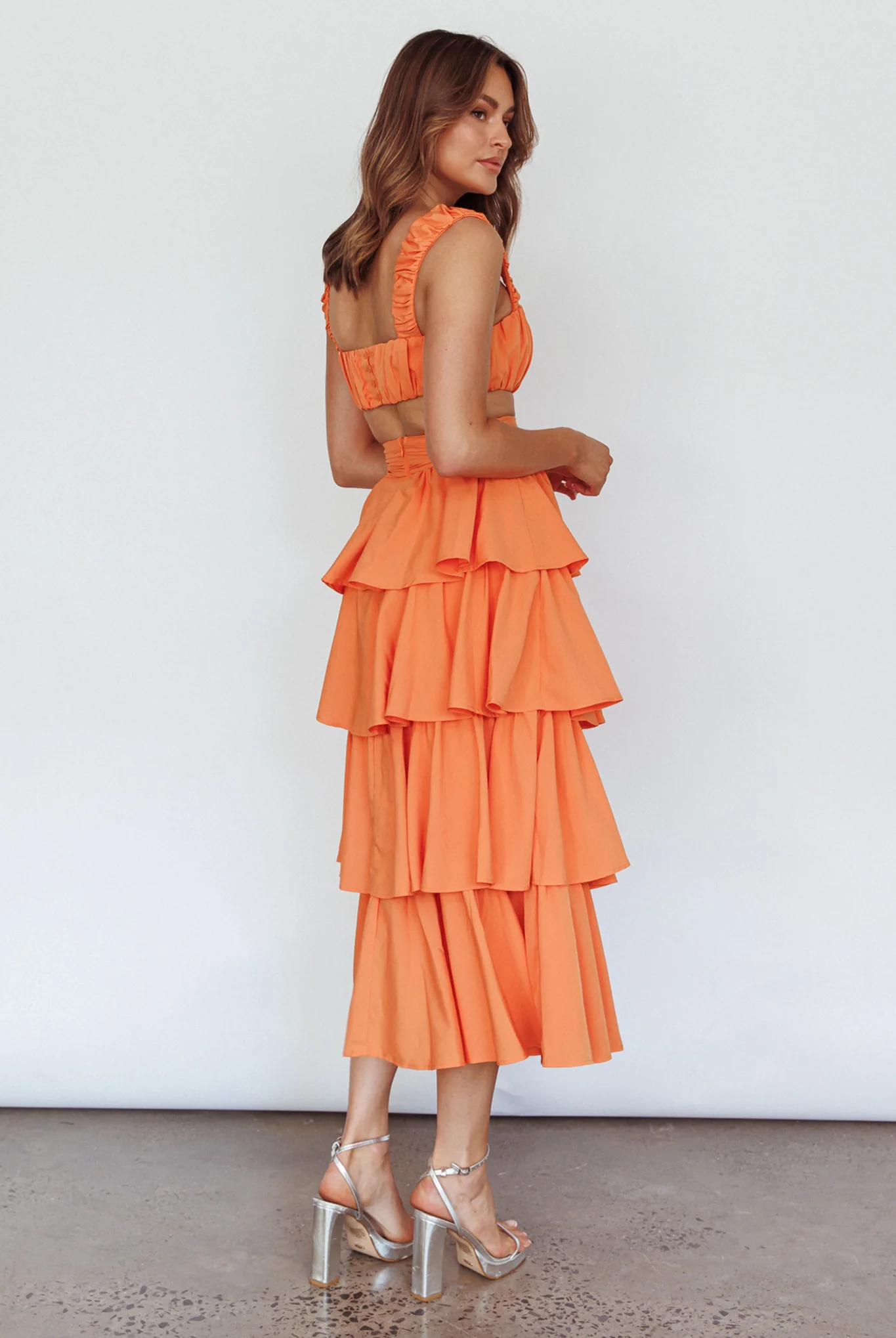 Suenito Tiered Frill Maxi Skirt Orange - Sonourner