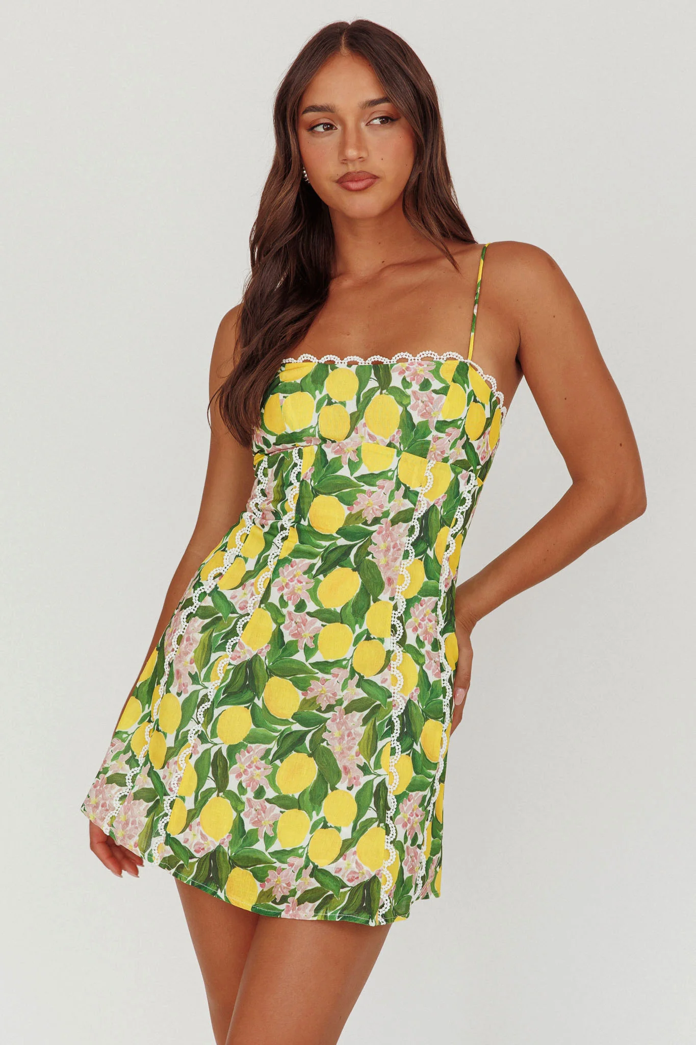 Chamberlain Scallop Trim Mini Dress Citrus Lemon - Sonourner