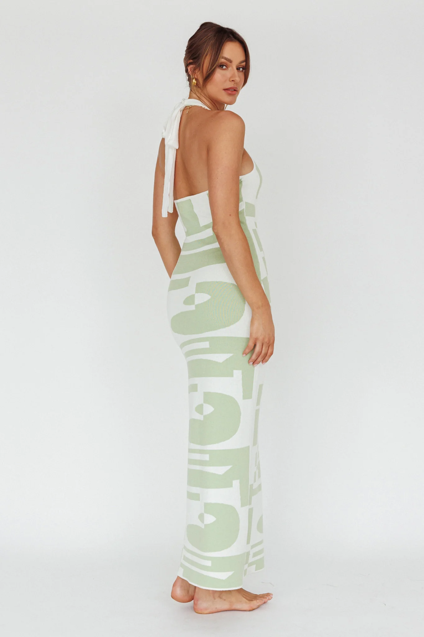 Desert Daze Halterneck Knit Dress Sage - Sonourner