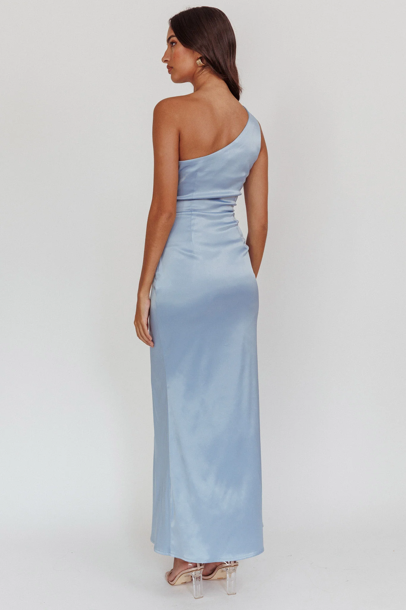 Taniesha One-Shoulder Gathered Maxi Dress Steel Blue - Sonourner