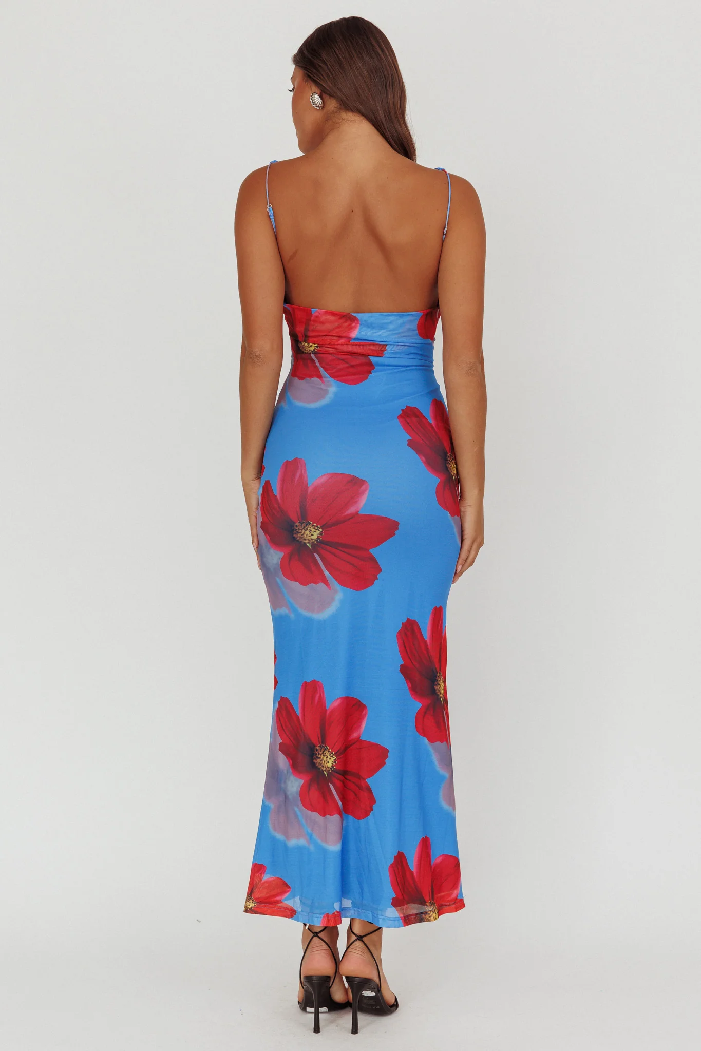 Helsi Low Back Maxi Dress Floral Blue - Sonourner