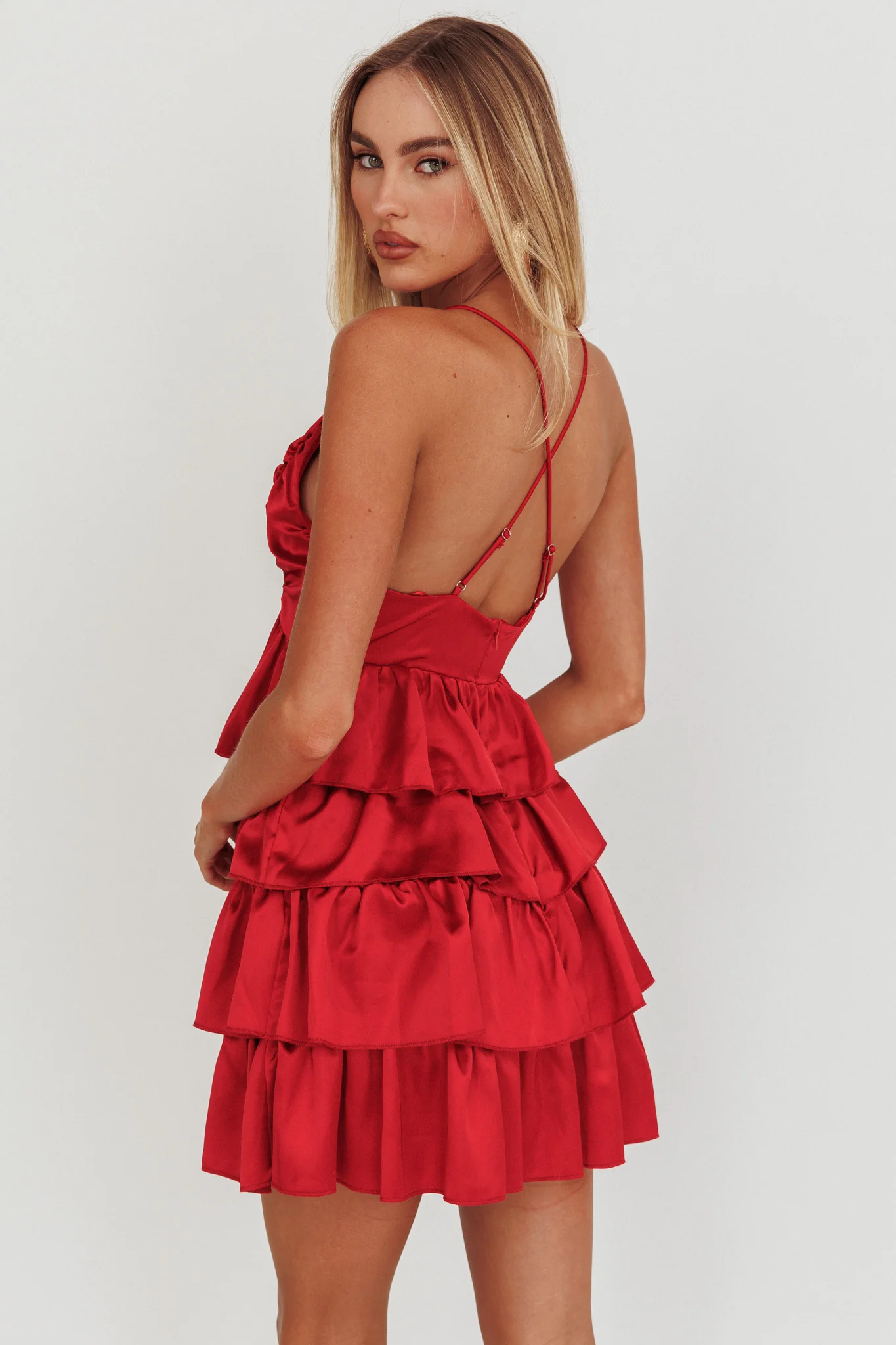 Heavenly Bliss Ruffle Mini Dress Red - Sonourner