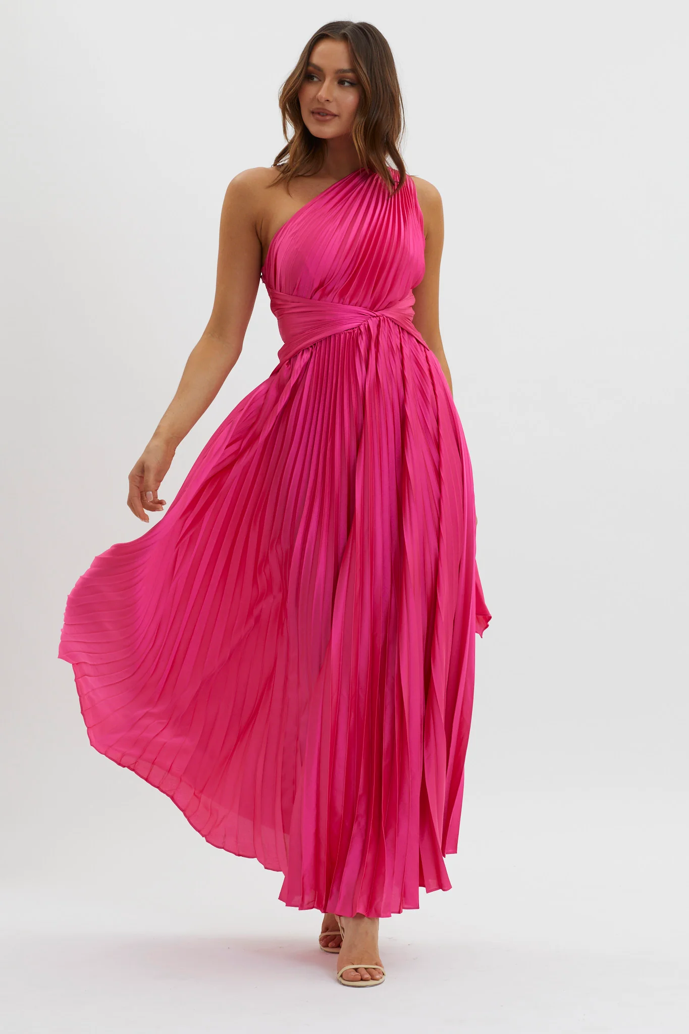 Laxmi Accordion Pleat Maxi Dress Fuchsia - Sonourner