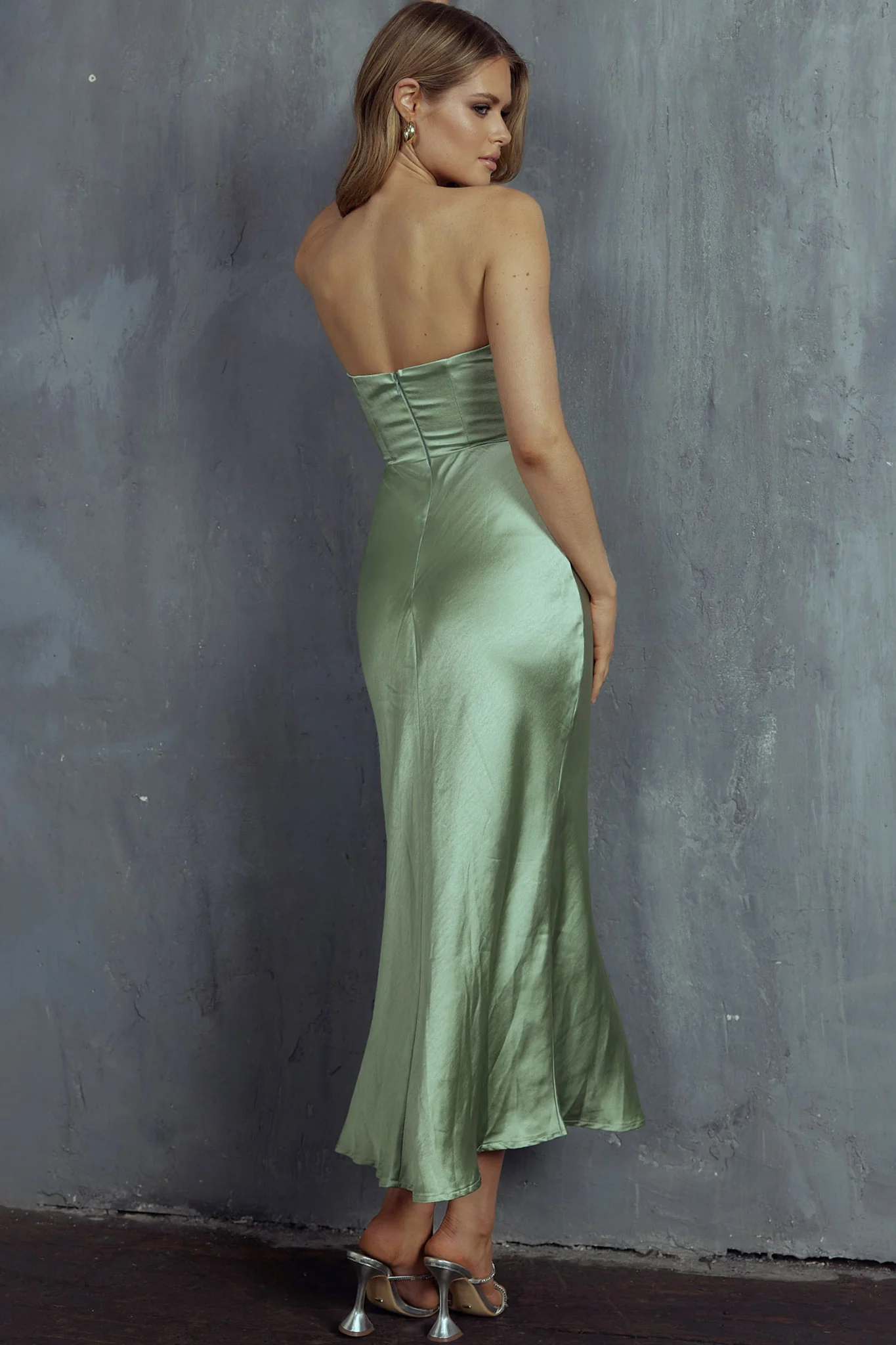 Yvette Wrap Neckline Midi Dress Sage - Sonourner