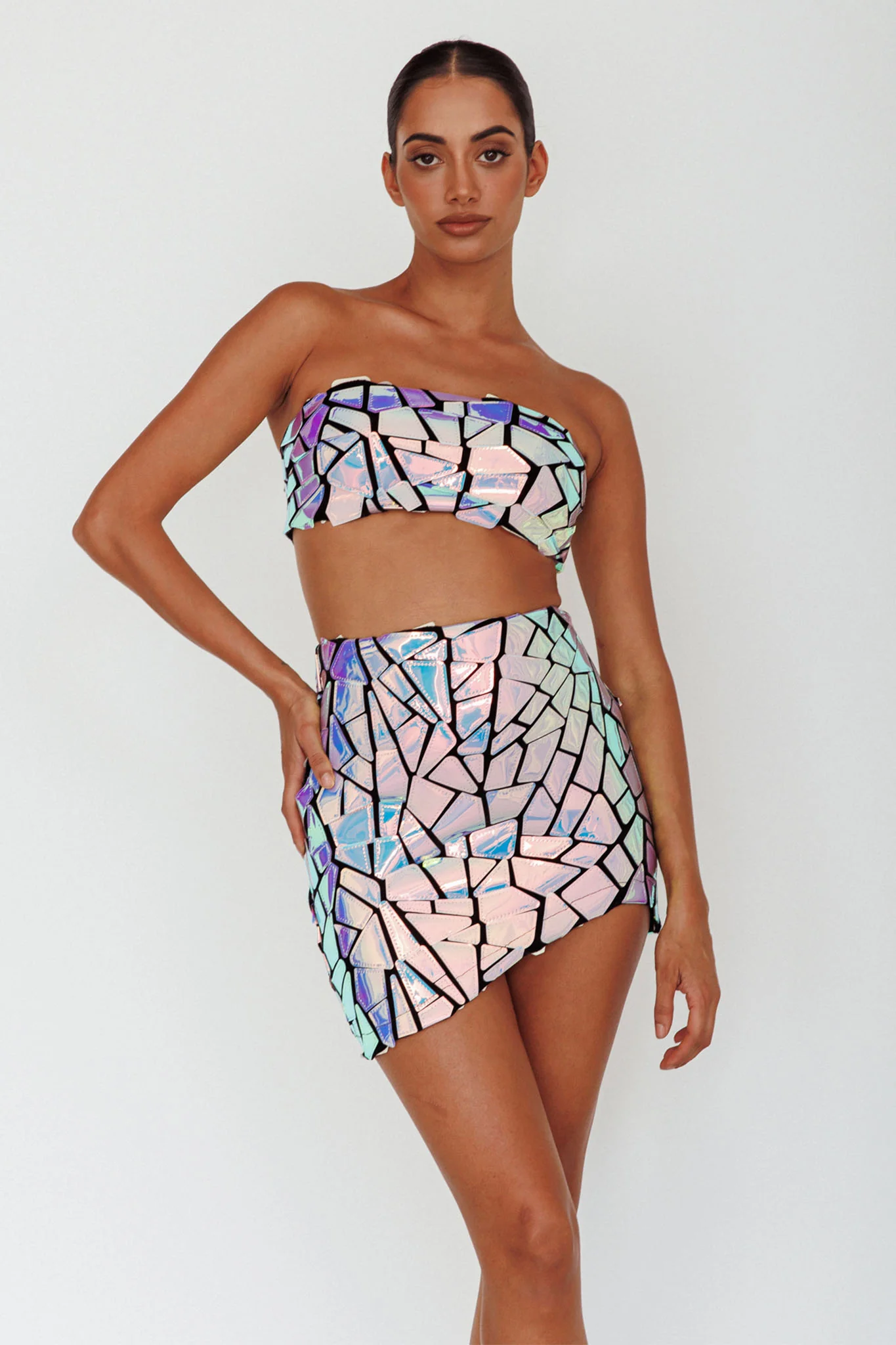 El Camino Mosaic Mini Skirt Silver - Sonourner