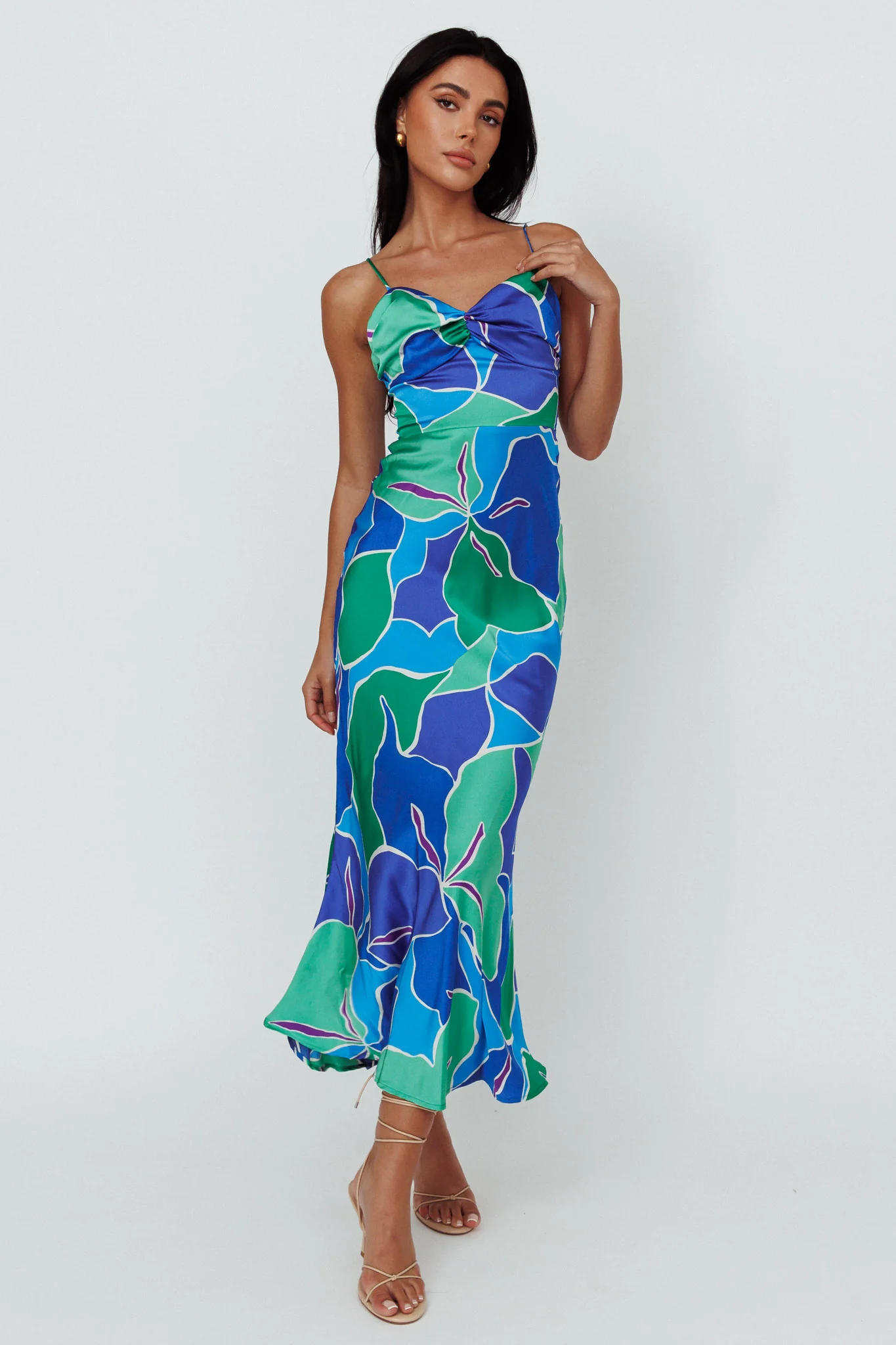 Hula Sweetheart Midi Dress Floral Blue - Sonourner