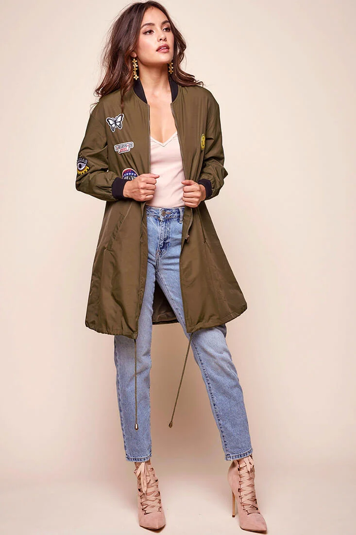 Harlan Patchwork Bomber Army Green Khaki - Sonourner