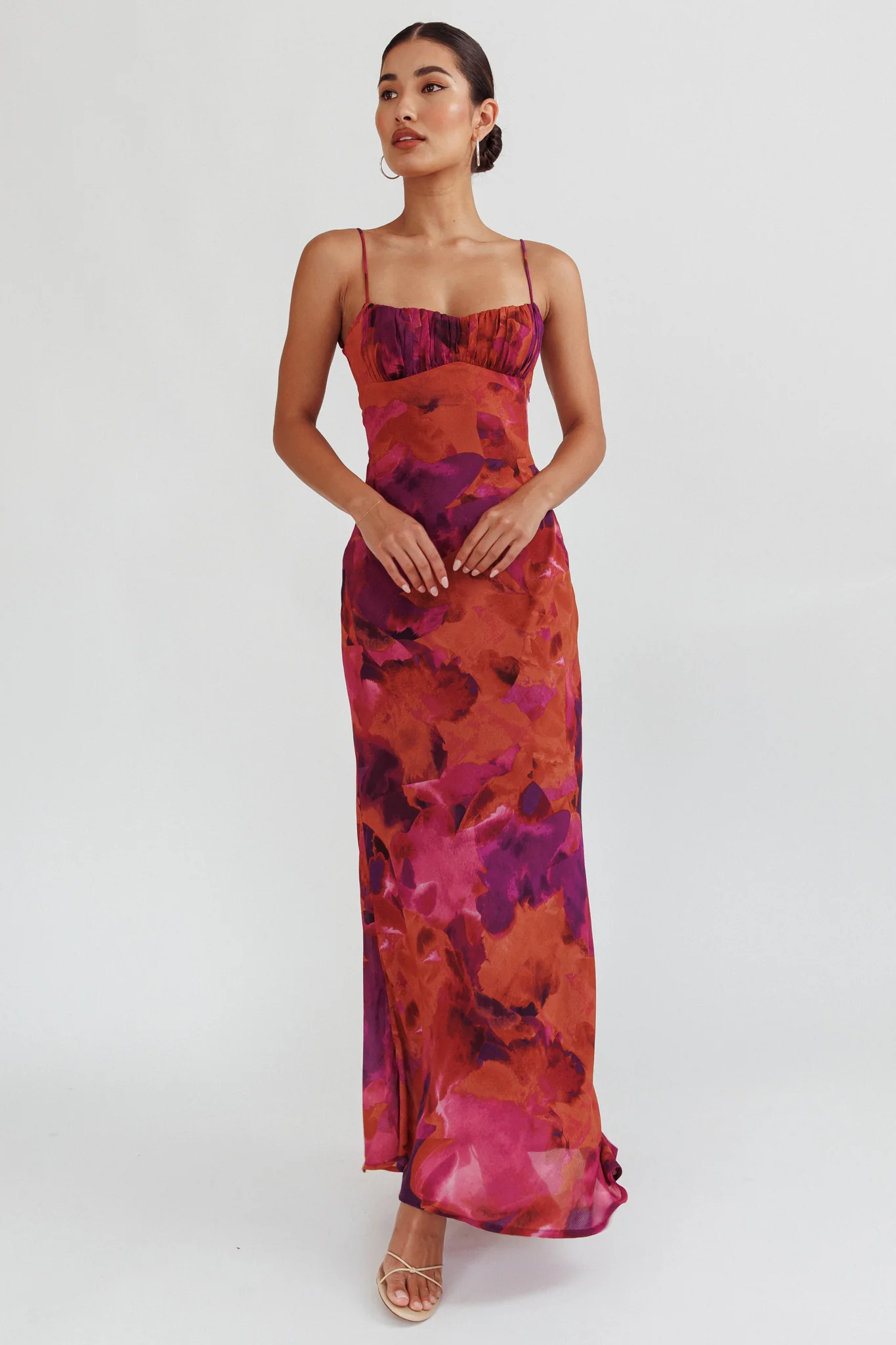 Nerida Low Back Twist Maxi Dress Dark Rose - Sonourner