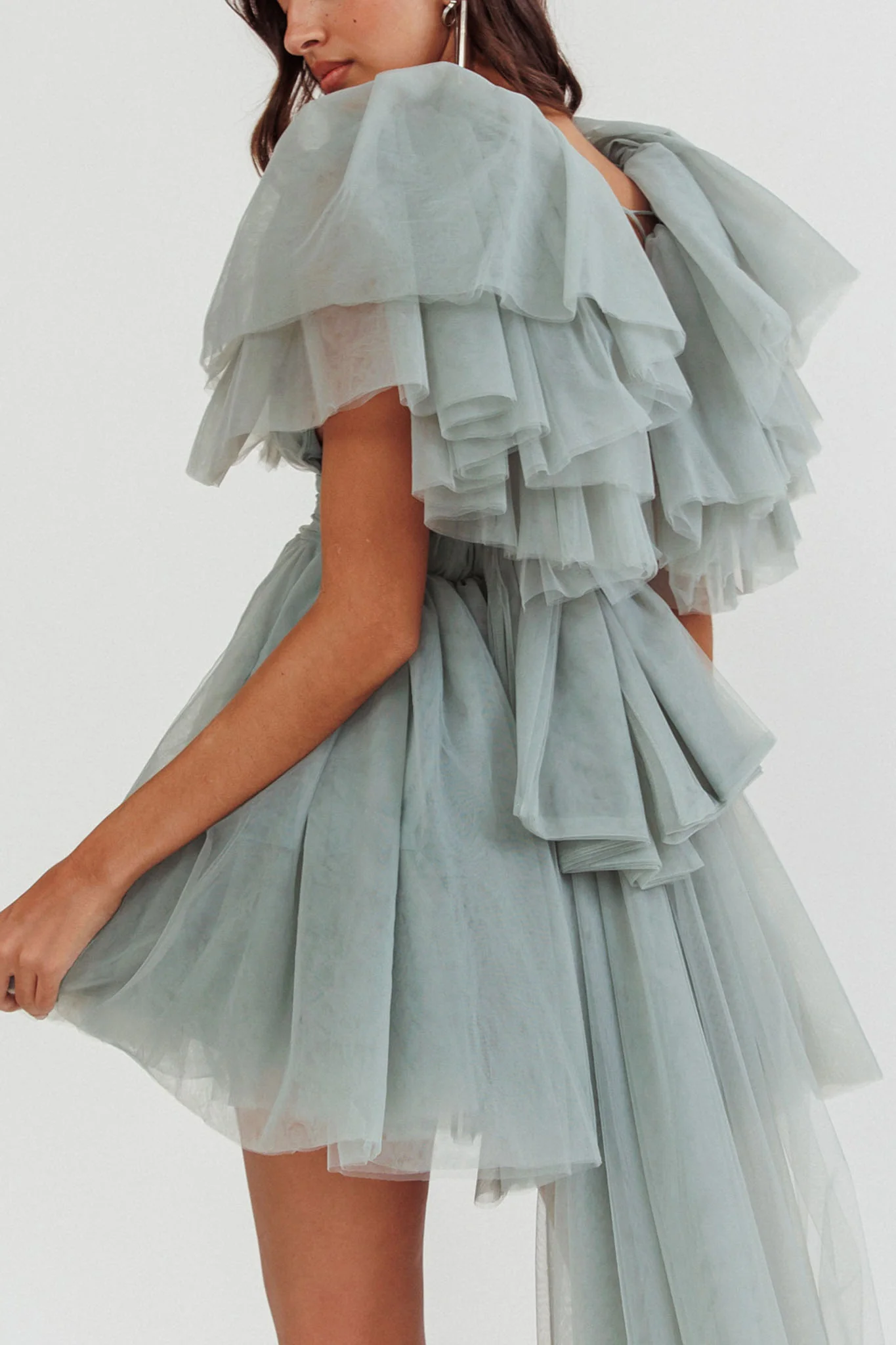 Star Power Tulle Train Mini Dress Pistachio - Sonourner