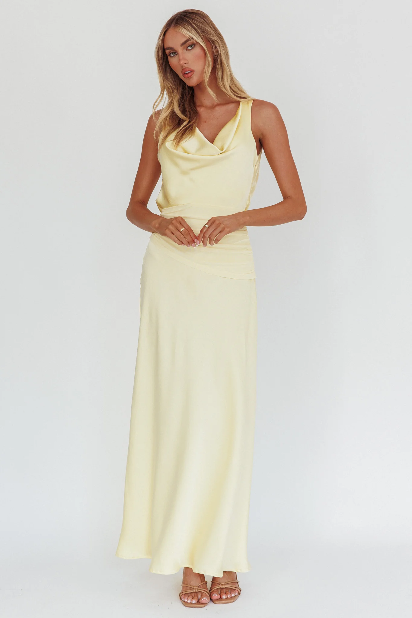 Isabella Open Cowl Back Maxi Dress Butter - Sonourner