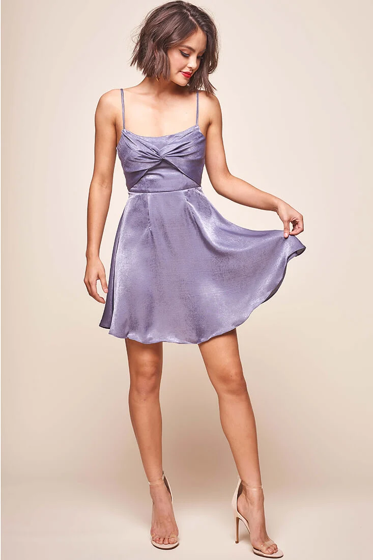 Amanda Twist Bust A-Line Dress Midnight Blue - Sonourner