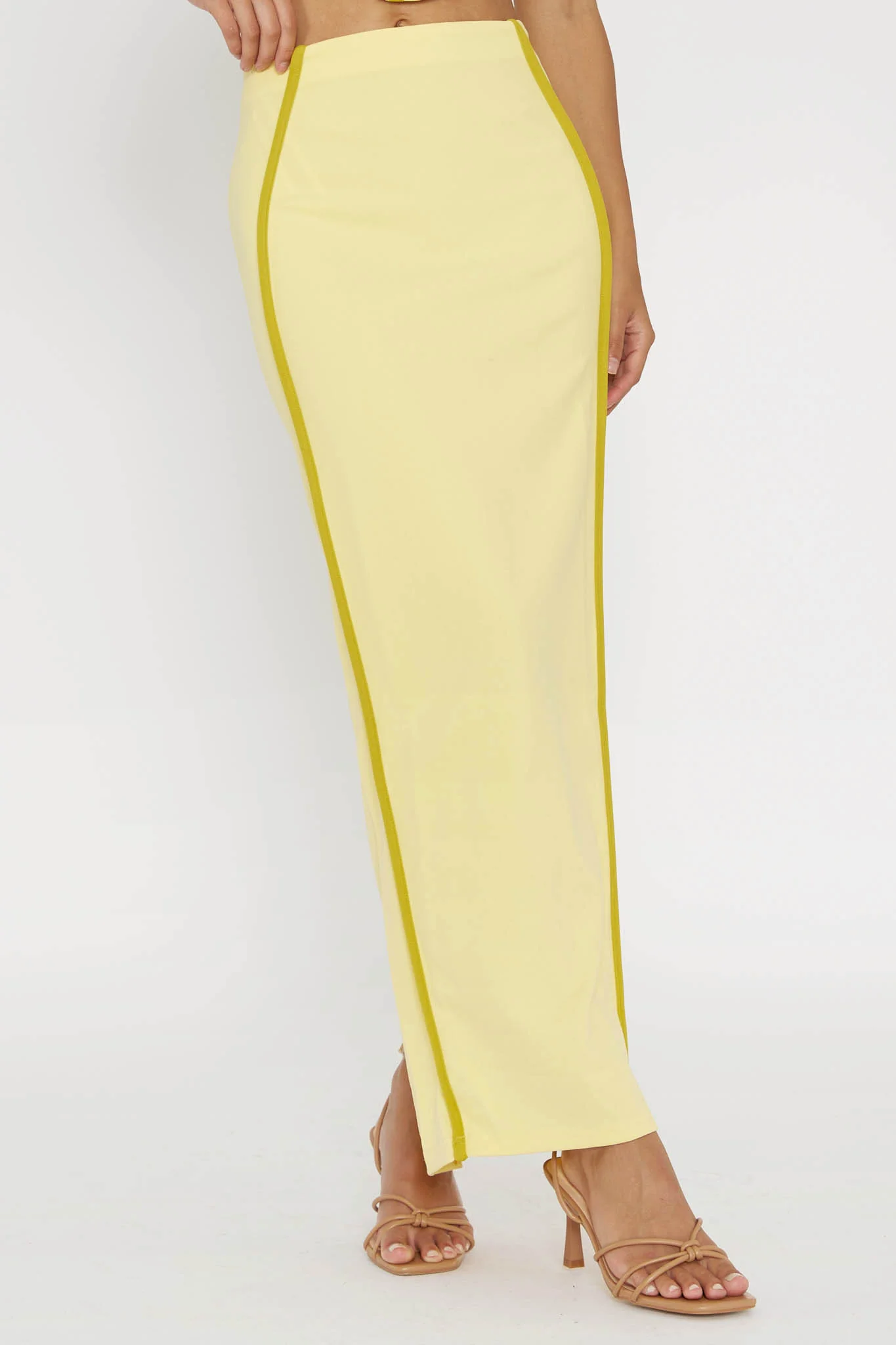 Ferrera Piping Trim Maxi Skirt Yellow - Sonourner