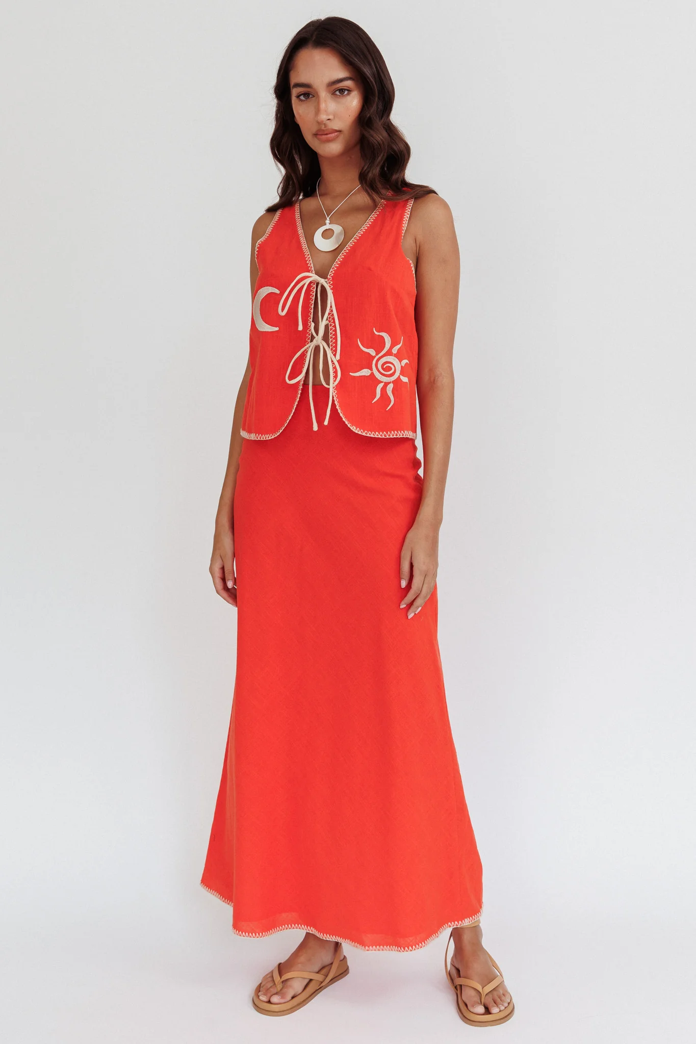 Dose Of Sunshine Blanket Stitch Skirt Orange - Sonourner